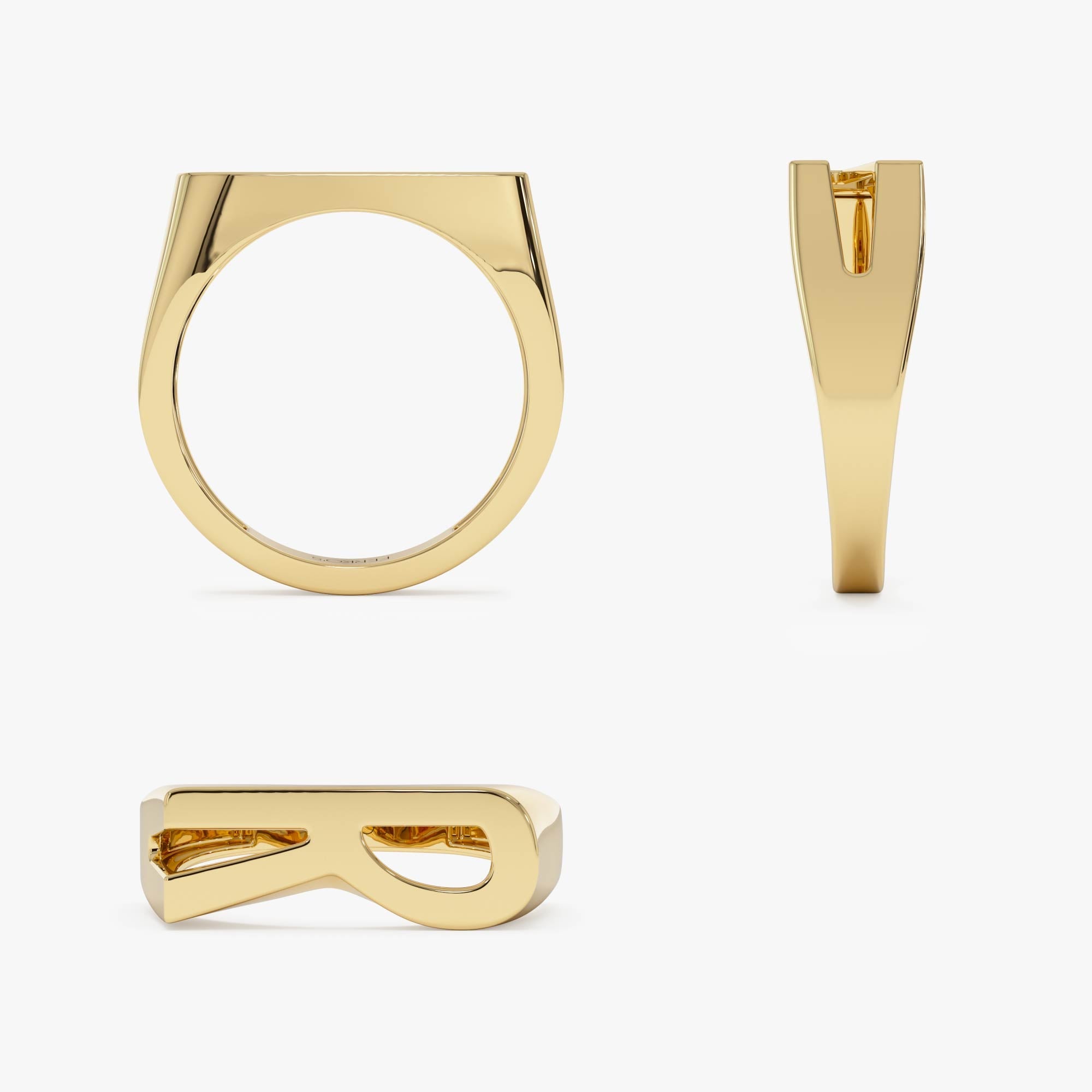 OBFJ0437 - 14k Gold Modern Abstract Personalized Initial Ring 9