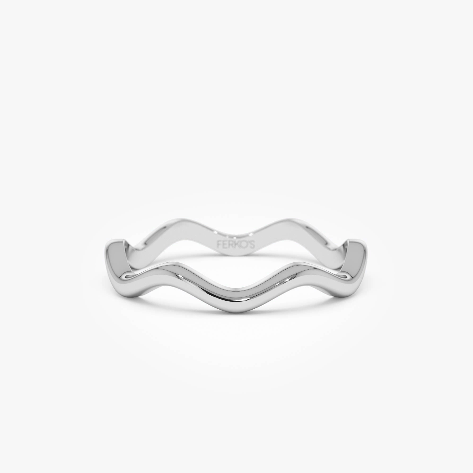 OBFJ0734 - 14k Gold Minimalist Wave Ring 4