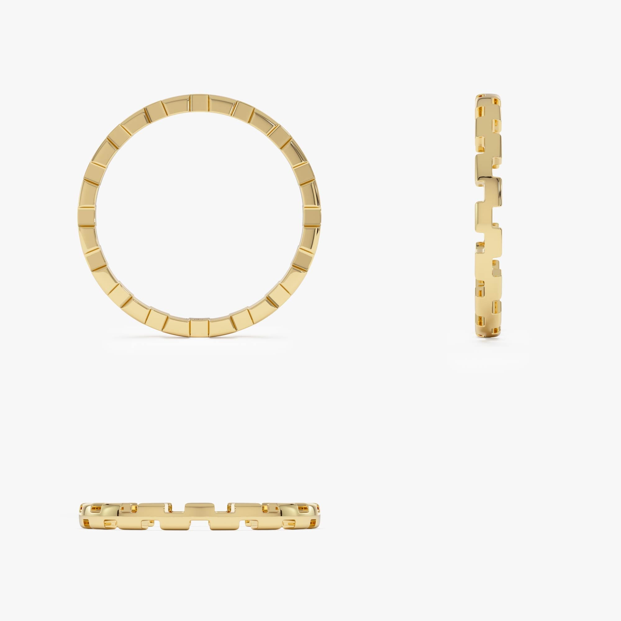 OBFJ0733 - 14k Gold Stackable Link Ring 9