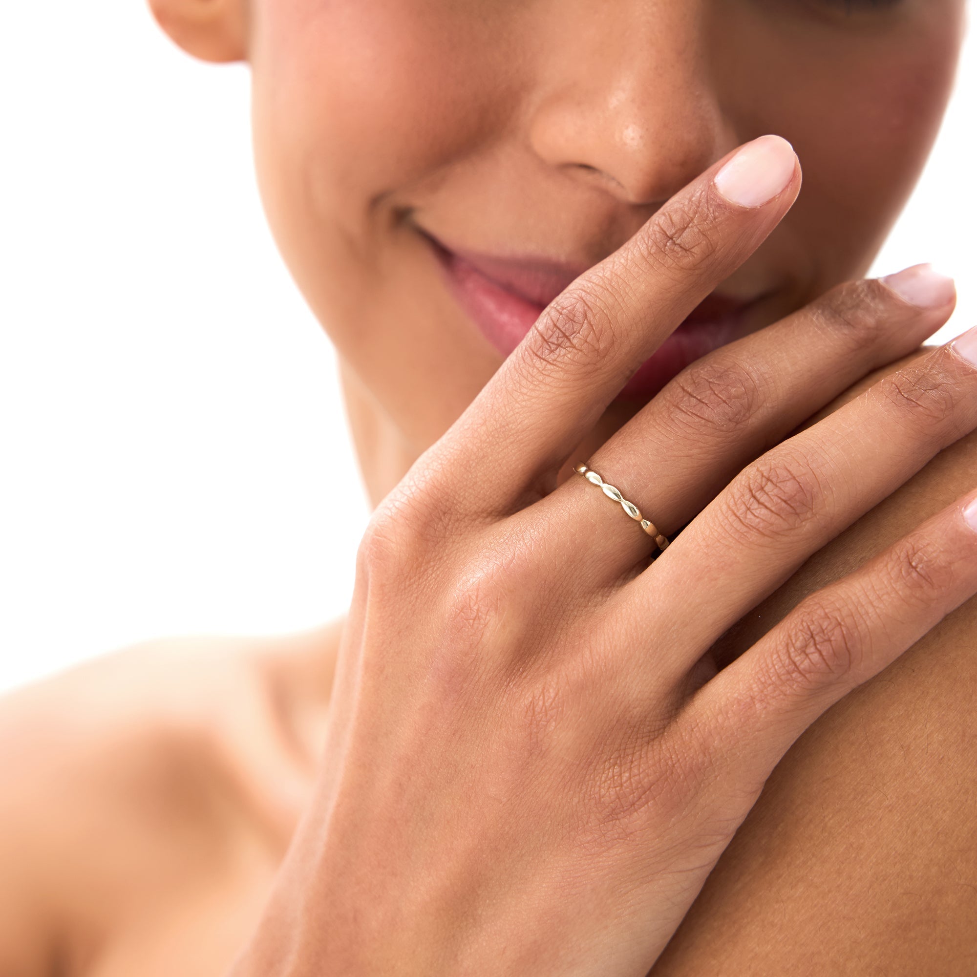 OBFJ0732 - 14k Plain Gold Minimalist Marquise Shape Ring 3