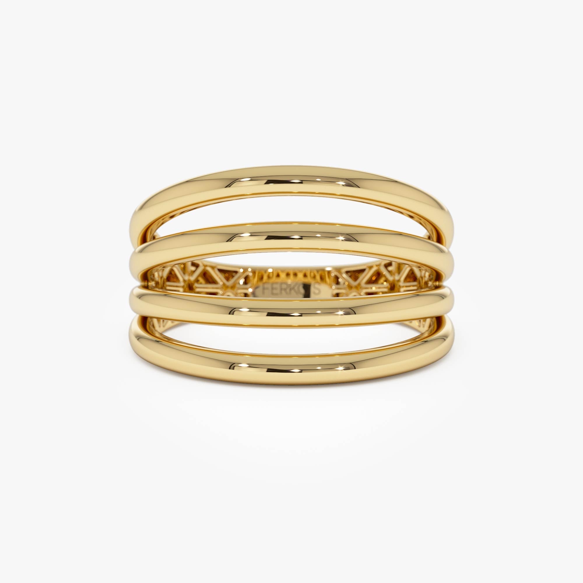 OBFJ0730 - 14k Gold Four Band Statement Ring 1