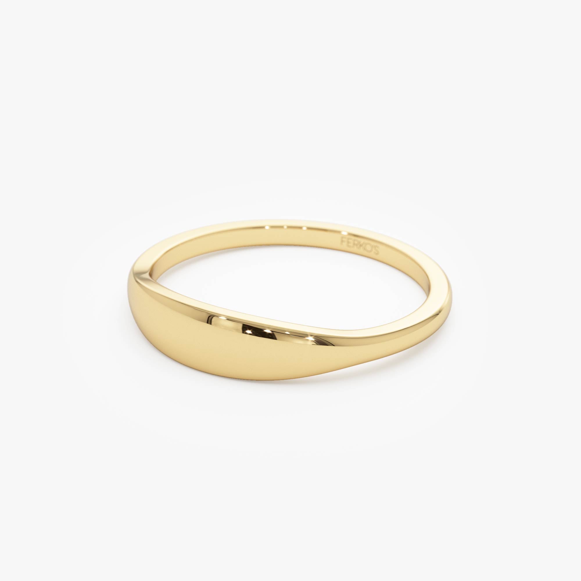OBFJ0729 - 14k Gold Tapered Dome Gold Ring 8