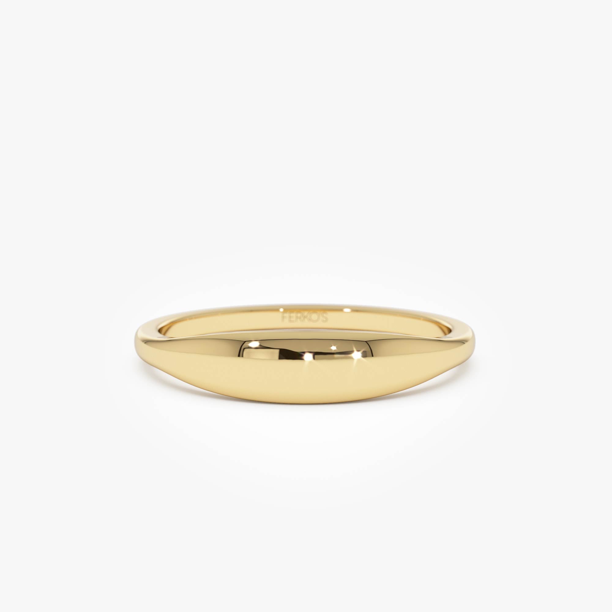 OBFJ0729 - 14k Gold Tapered Dome Gold Ring 1