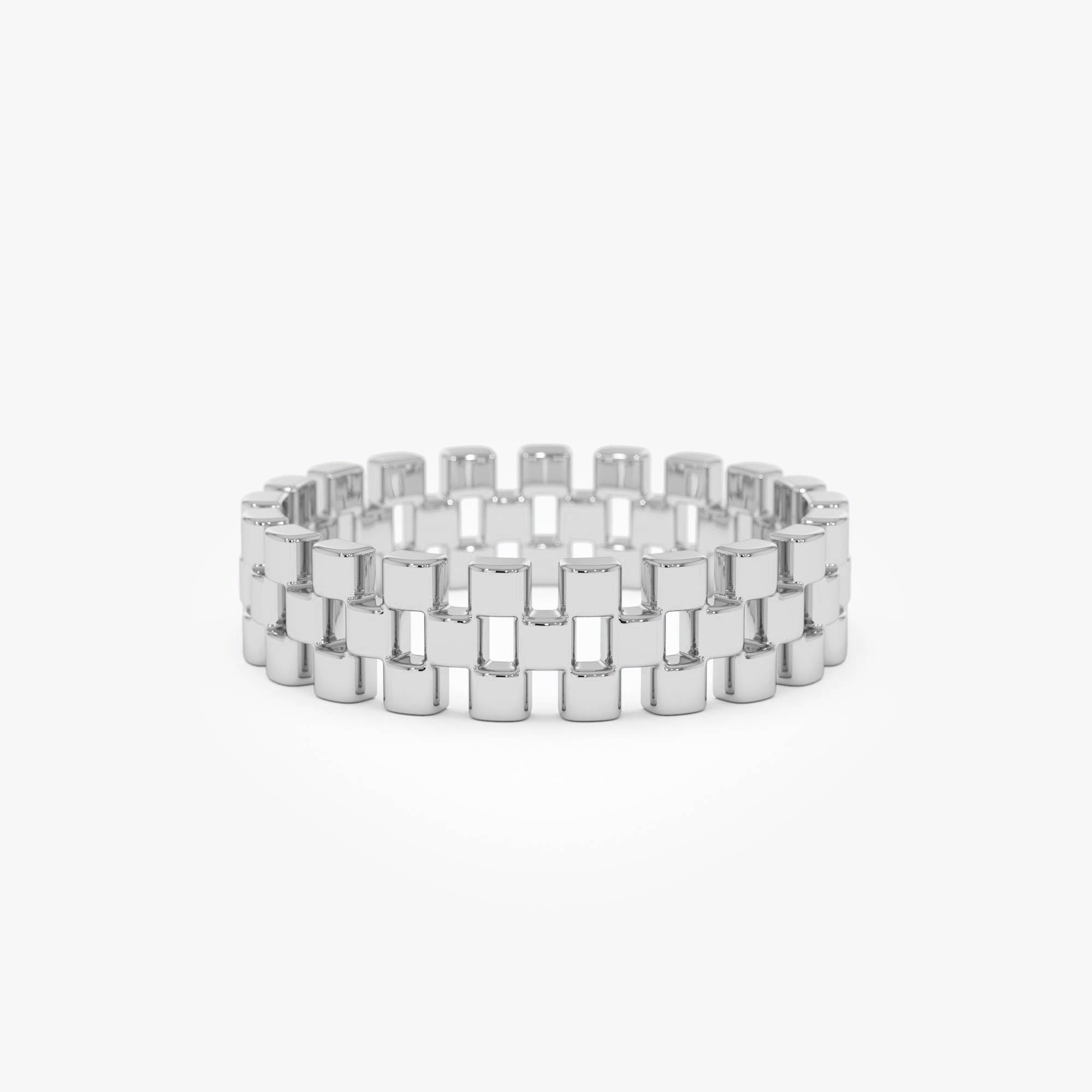 OBFJ0726 - 14k Gold 3 Row Link Ring 6