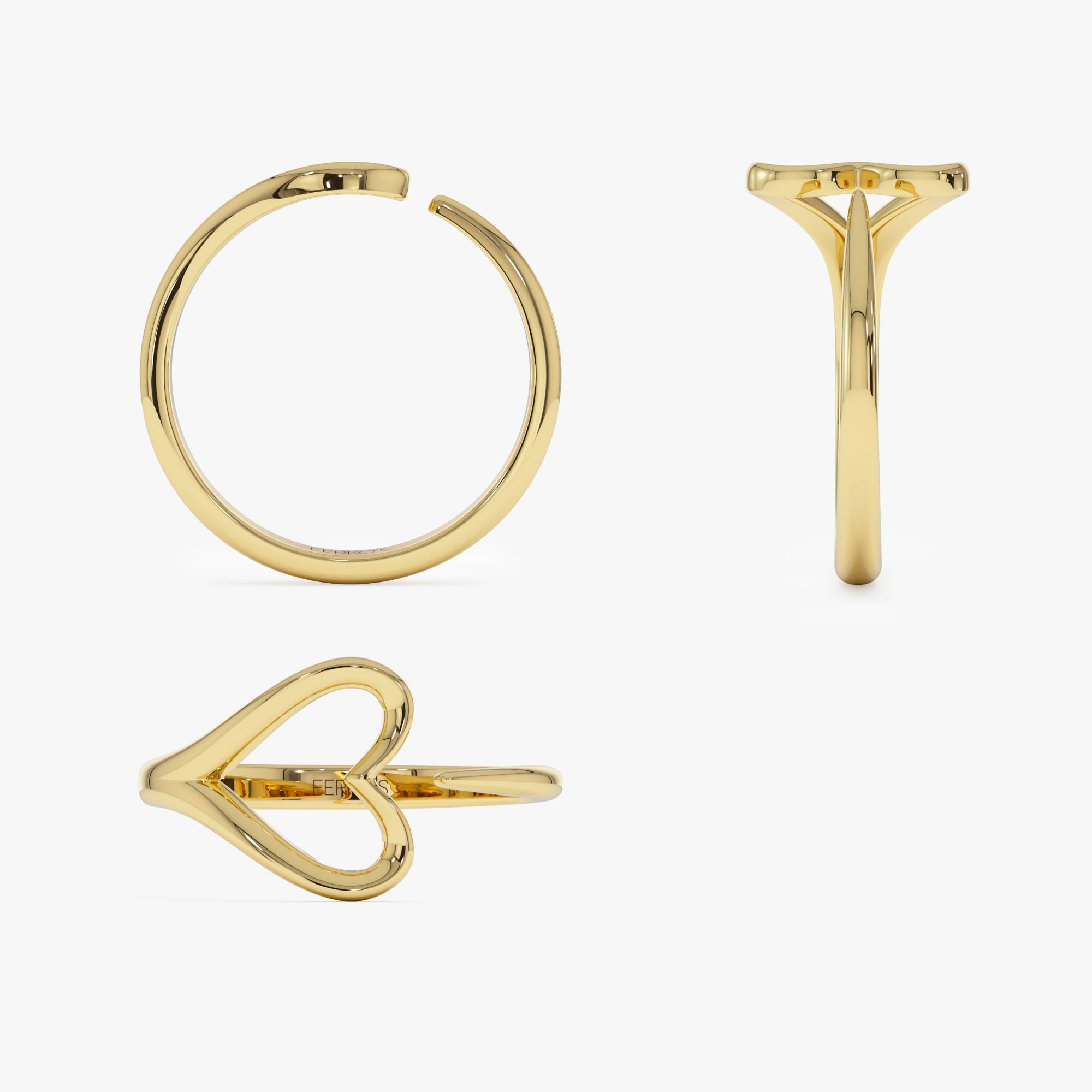 OBFJ0725 - 14k Gold Minimalist Heart Outline Band 9