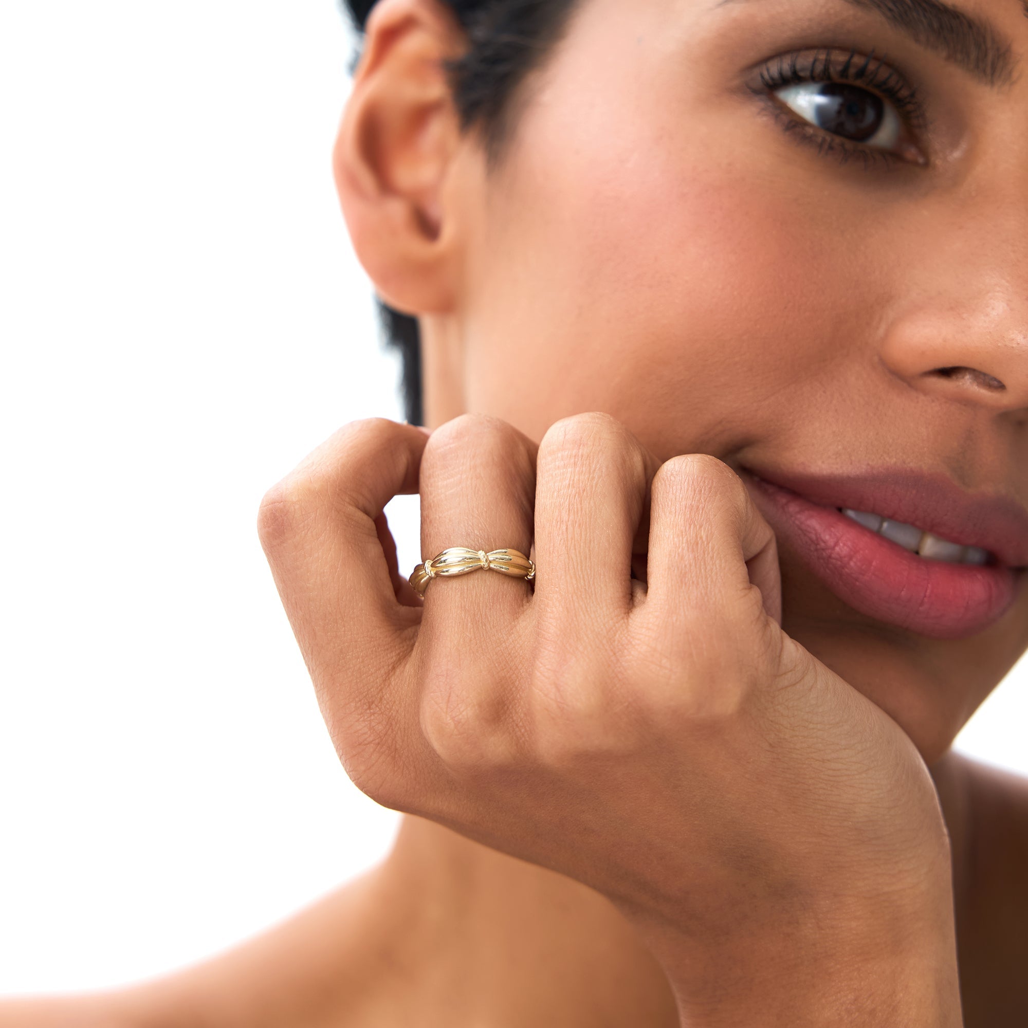 OBFJ0720 - 14k Gold Textured Knot Ring 5