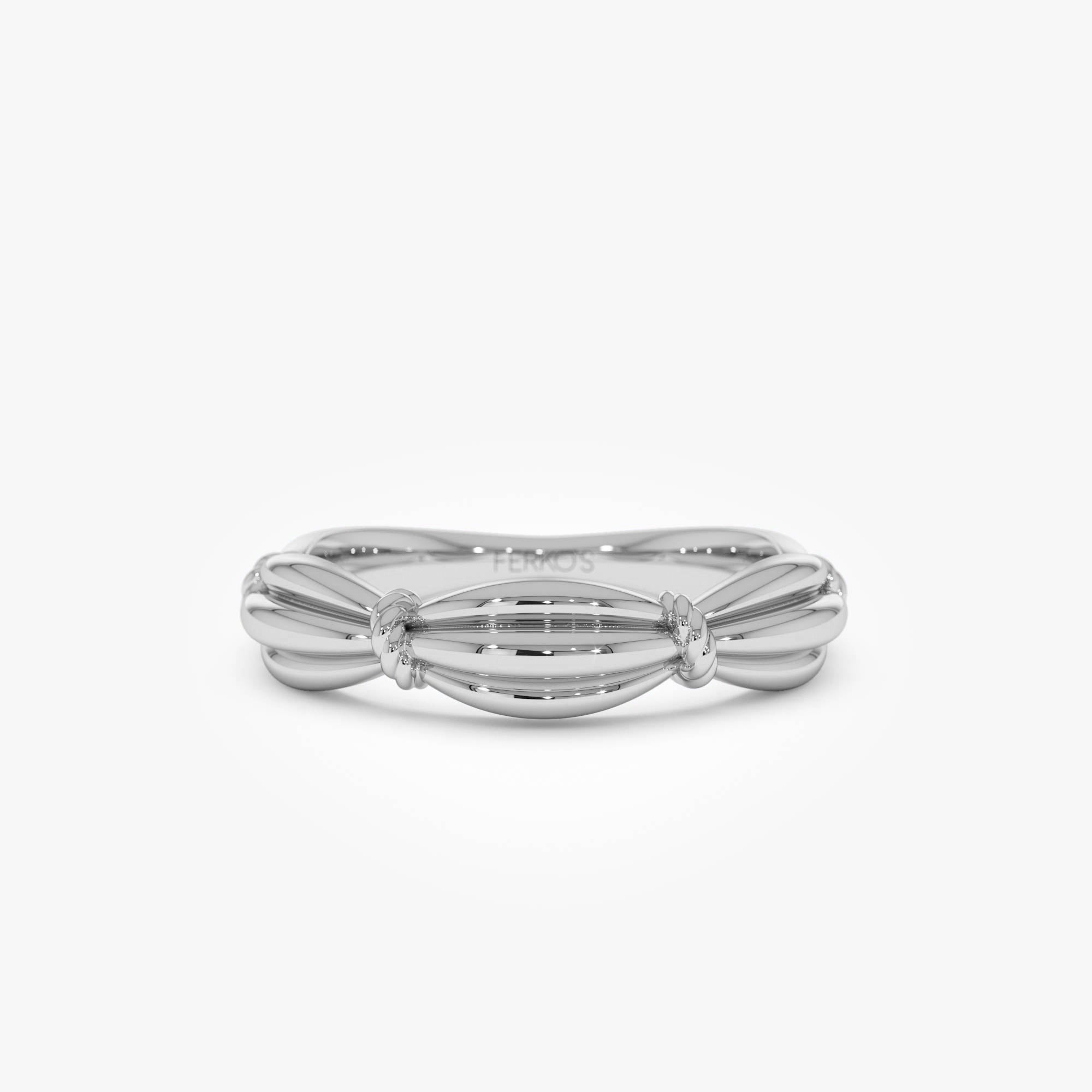 OBFJ0720 - 14k Gold Textured Knot Ring 8