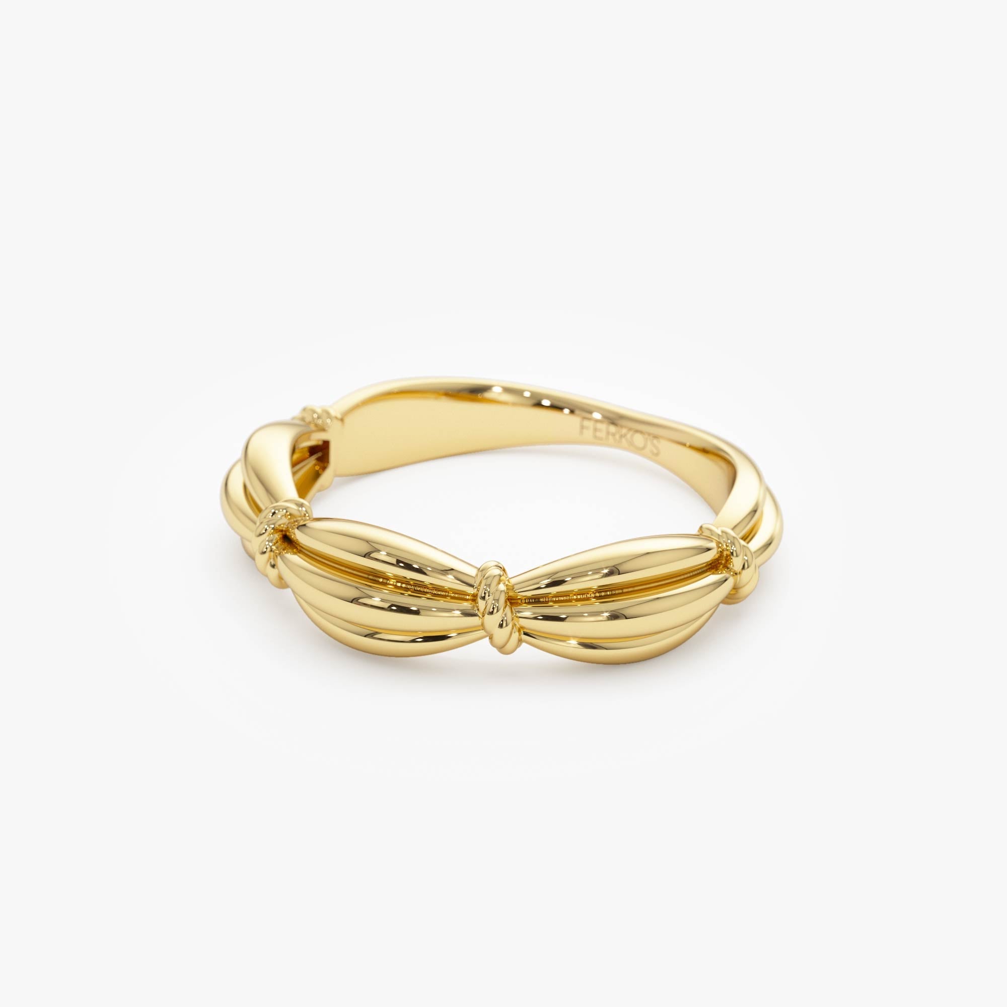 OBFJ0720 - 14k Gold Textured Knot Ring 9
