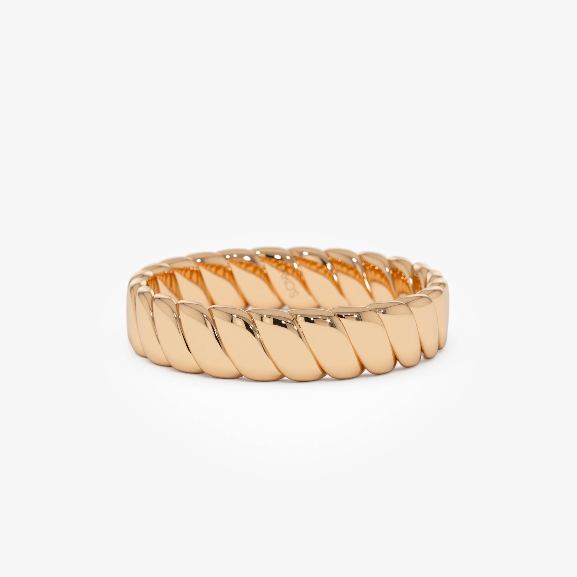 OBFJ0533 - 14K Gold Twisted Bold Band Ring 8