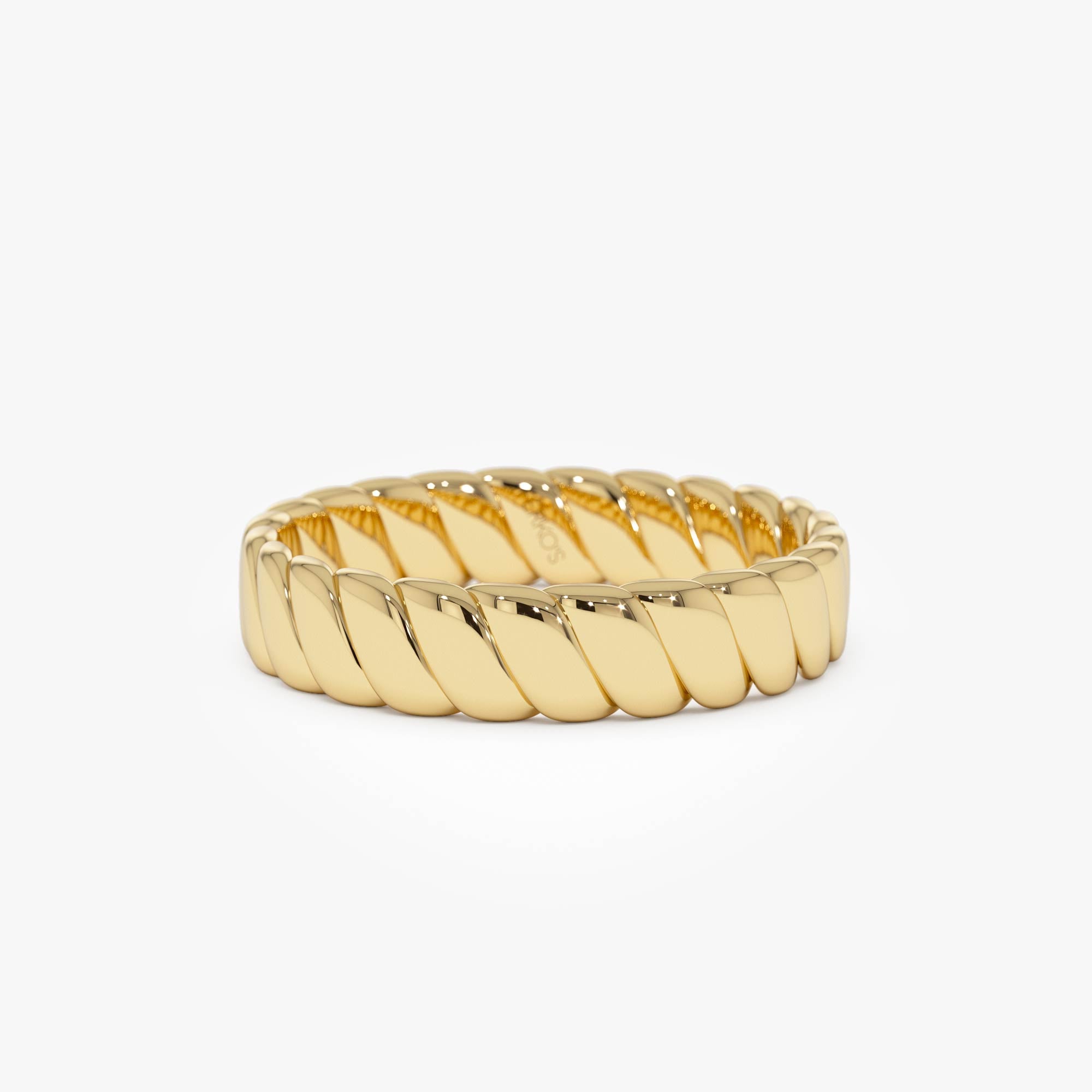 OBFJ0533 - 14K Gold Twisted Bold Band Ring 1