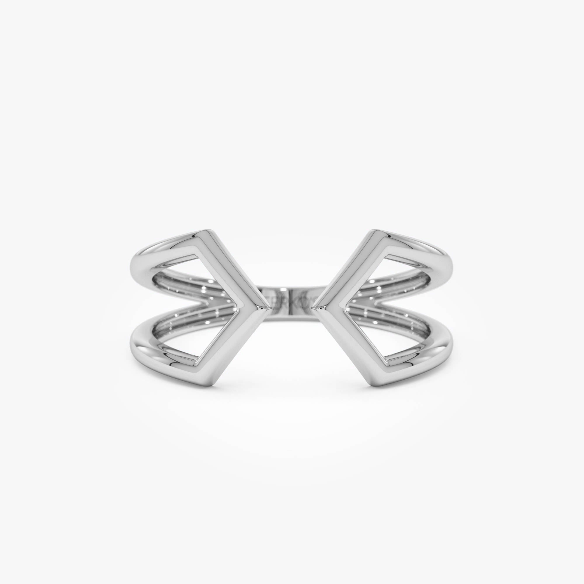 OBFJ0529 - 14k Modern Geometric Open Band Ring 7