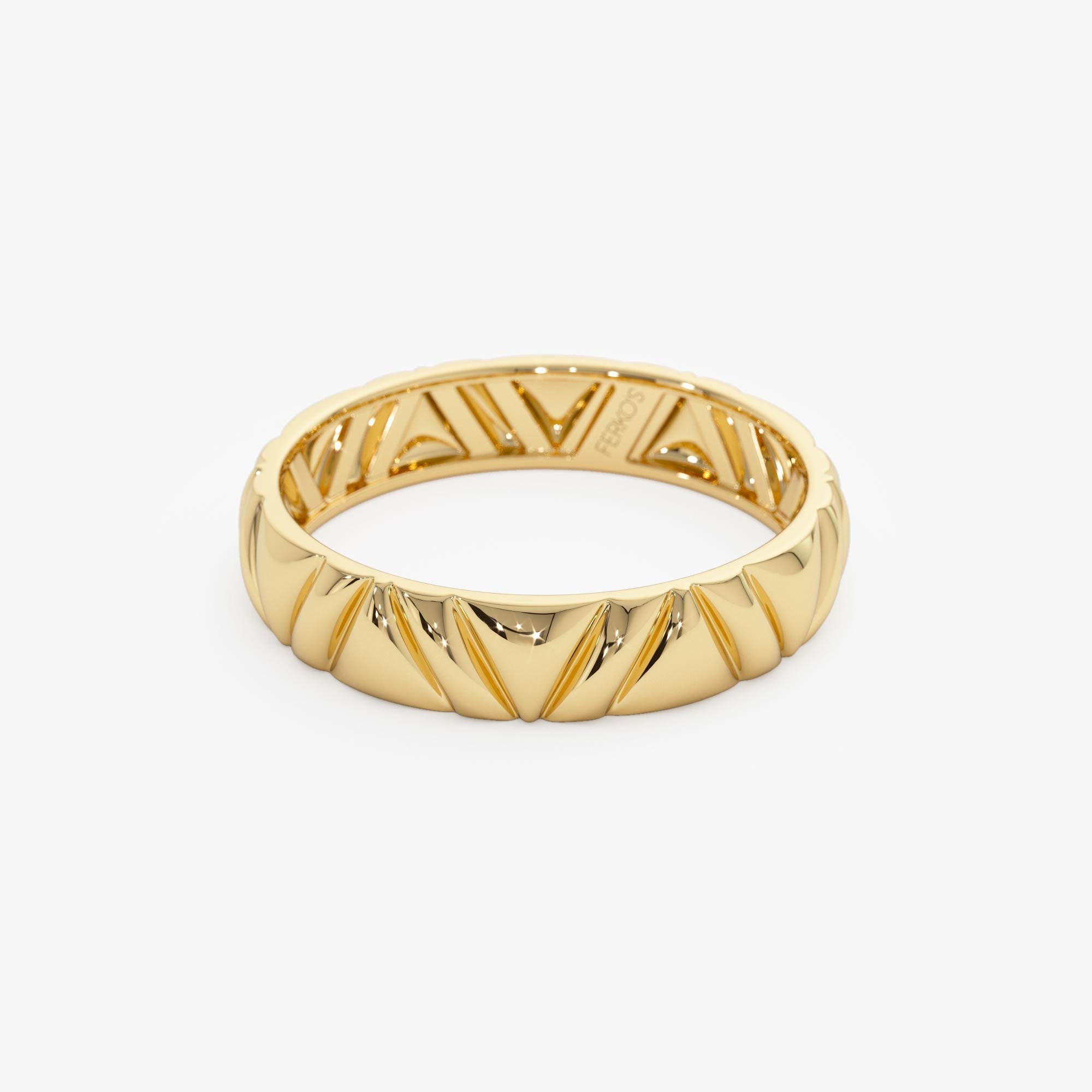 OBFJ0528 - 14K Engraved Chevron Band Ring 8