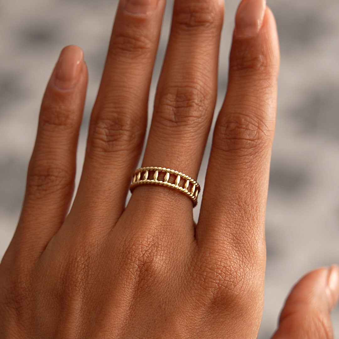 OBFJ0526 - 14k Double Rope Link Band Ring 4
