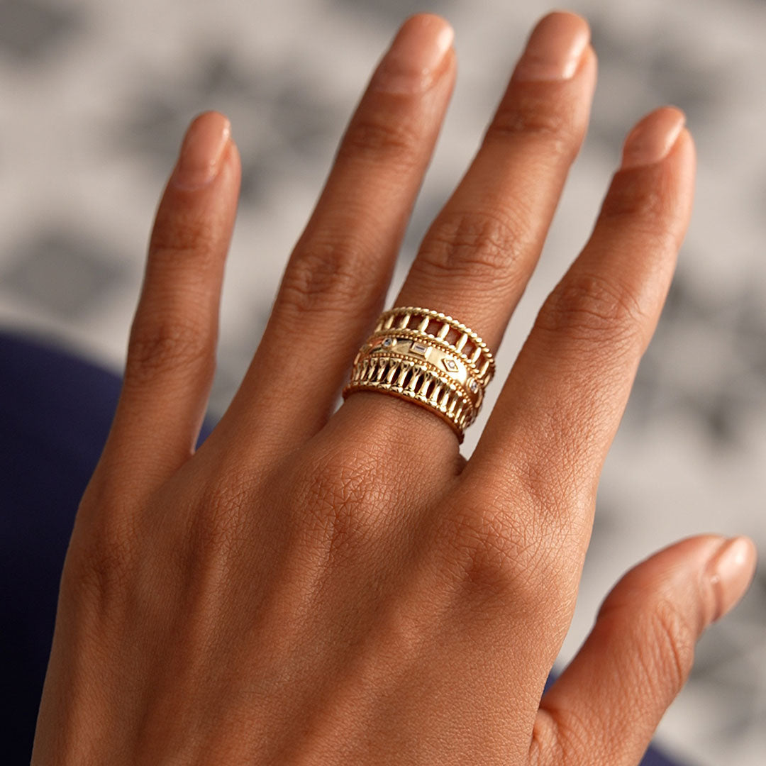 OBFJ0526 - 14k Double Rope Link Band Ring 3