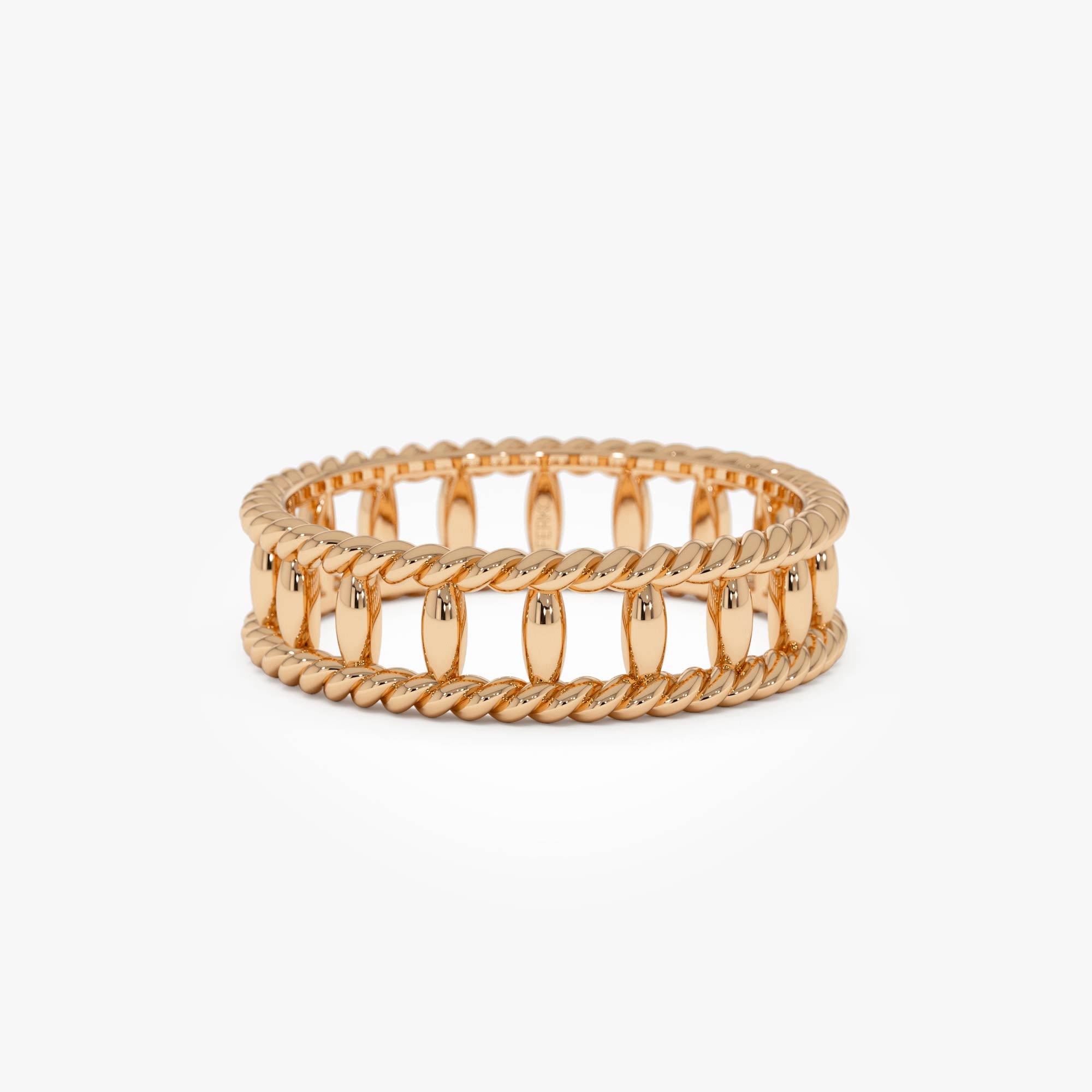 OBFJ0526 - 14k Double Rope Link Band Ring 9