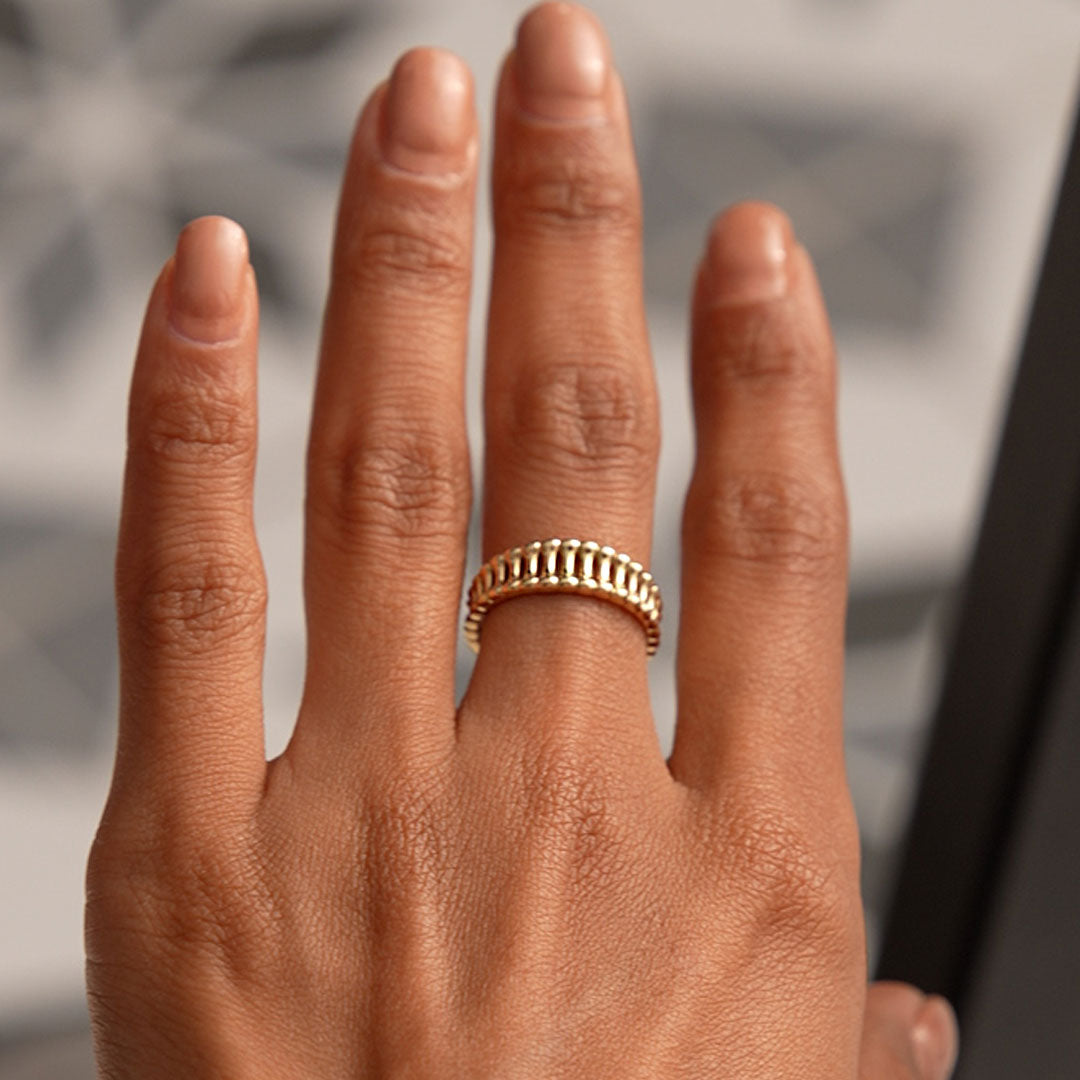 OBFJ0525 - 14K Sculptural Wide Band Ring 4
