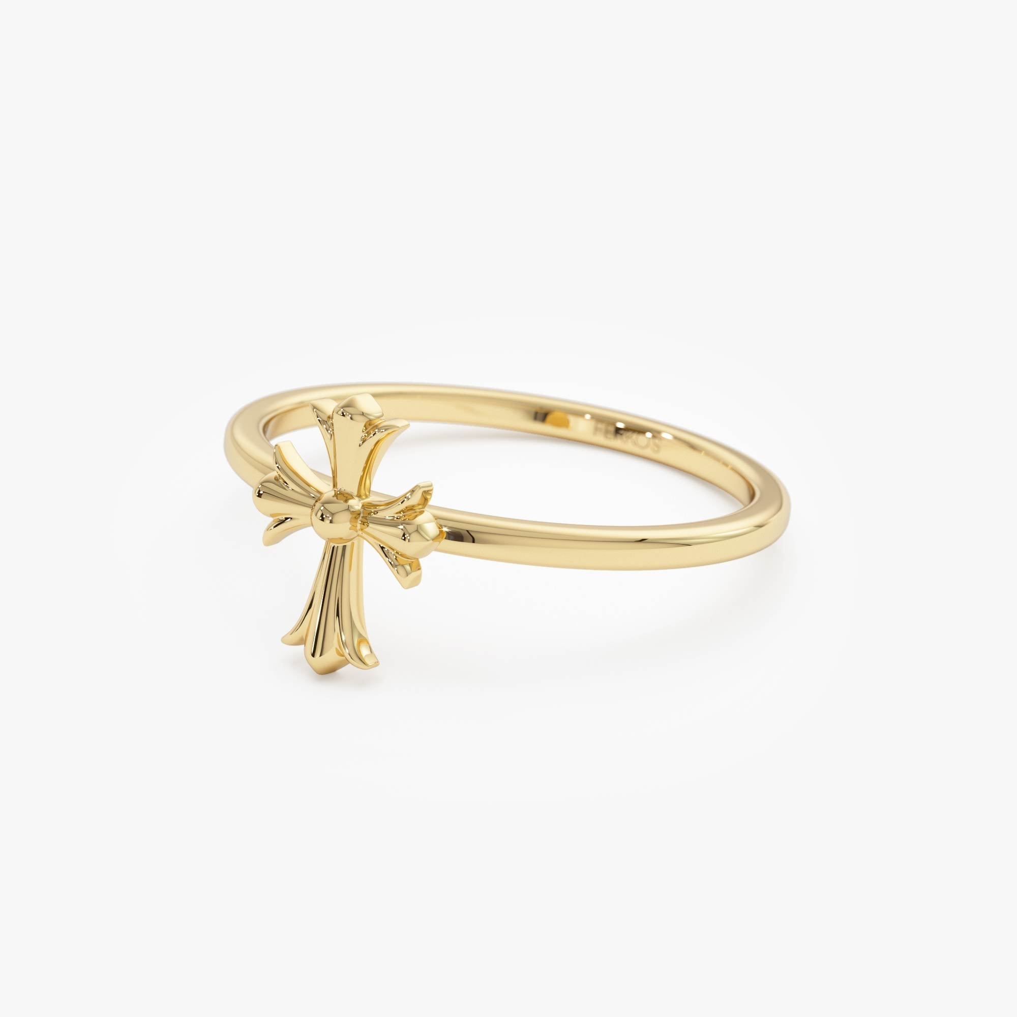 OBFJ0519 - 14K Cathedral Cross Band Ring 9