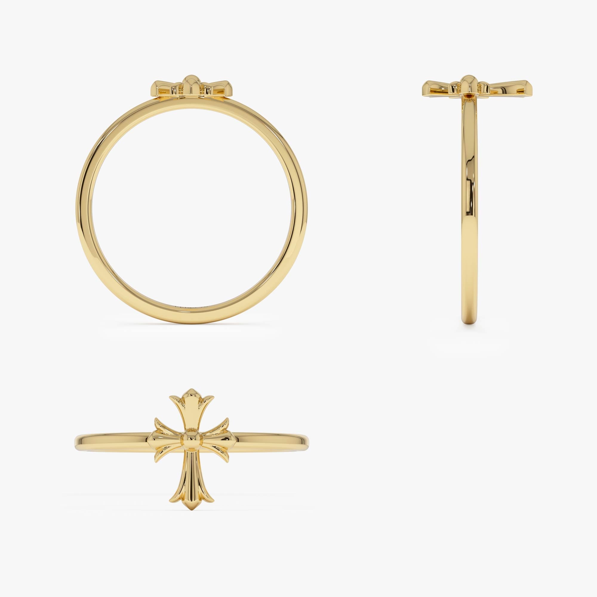 OBFJ0519 - 14K Cathedral Cross Band Ring 10