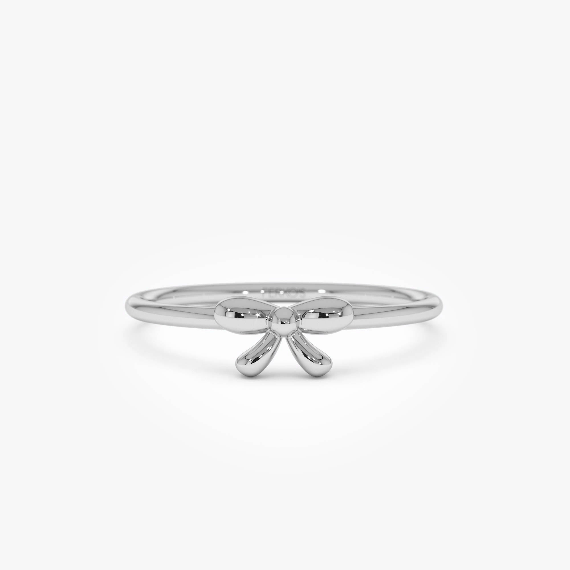 OBFJ0521 - 14k Plain Gold Balloon Bow Ring 9