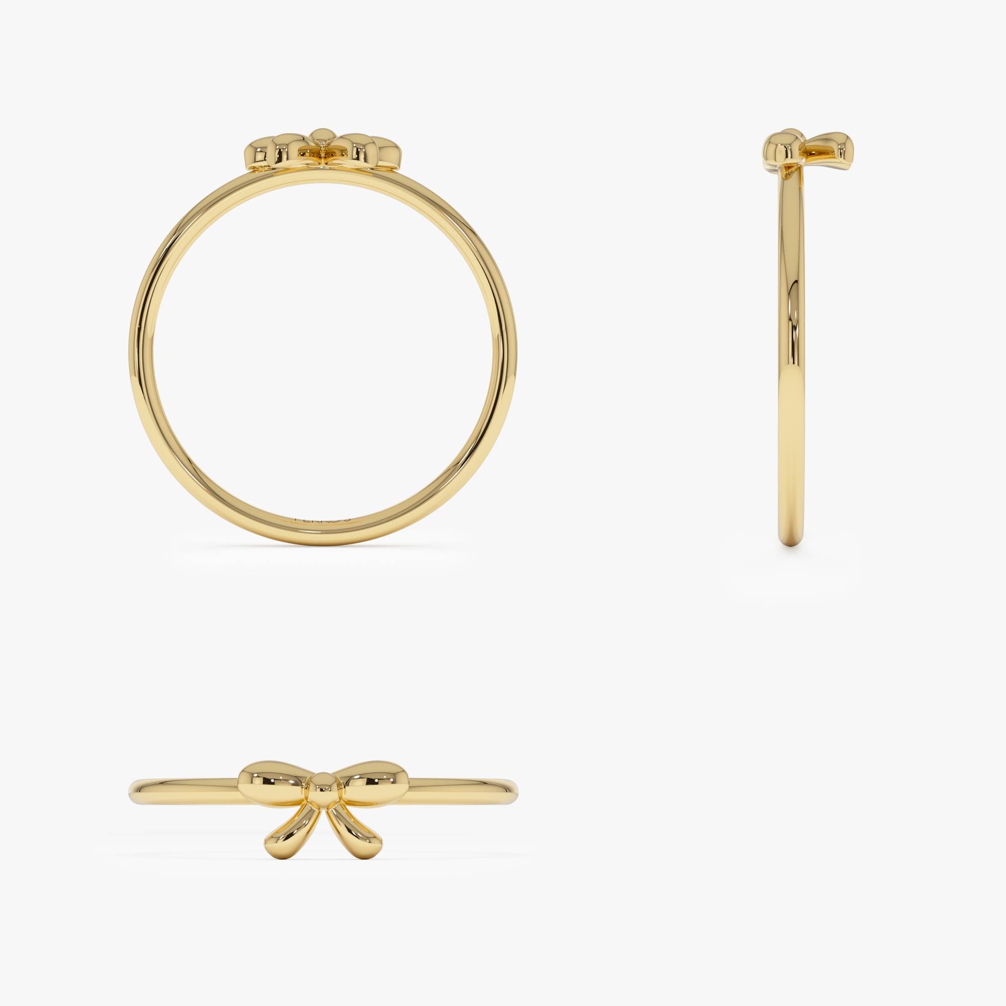 OBFJ0521 - 14k Plain Gold Balloon Bow Ring 11