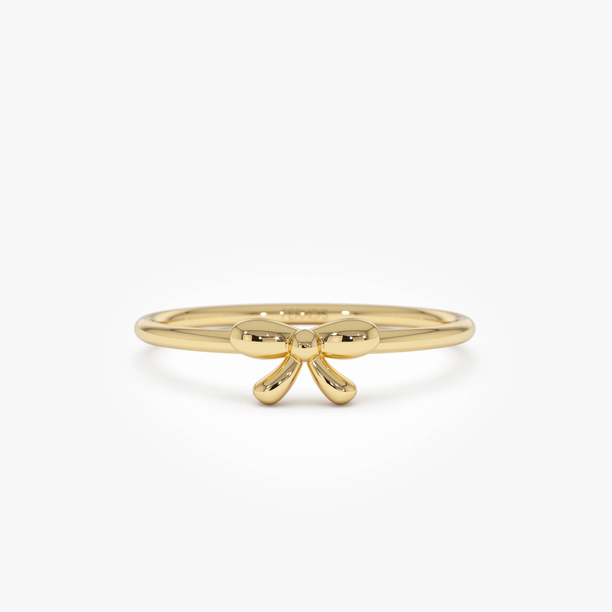 OBFJ0521 - 14k Plain Gold Balloon Bow Ring 1