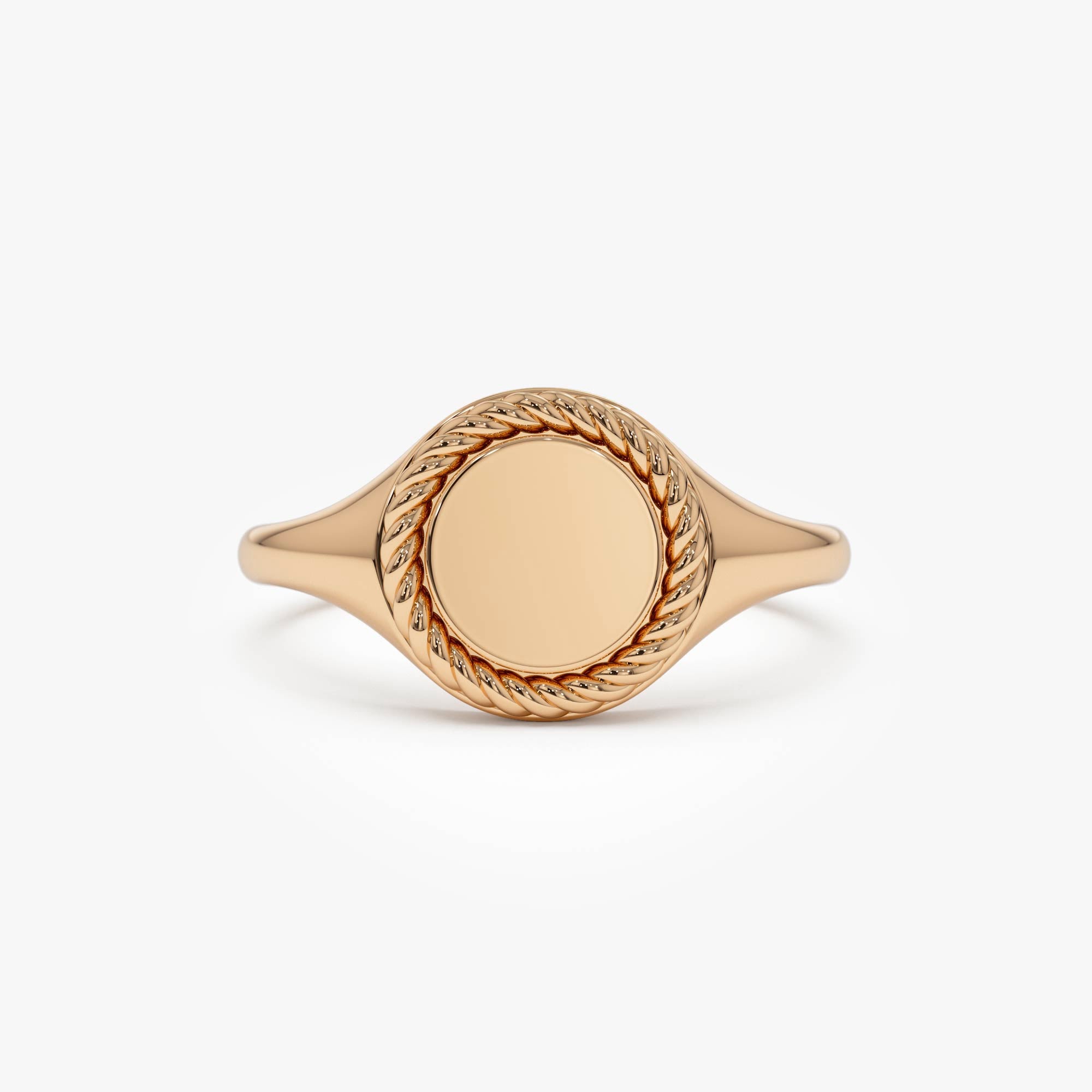 OBFJ0516 - 14K Rope Border Oval Signet Ring 7