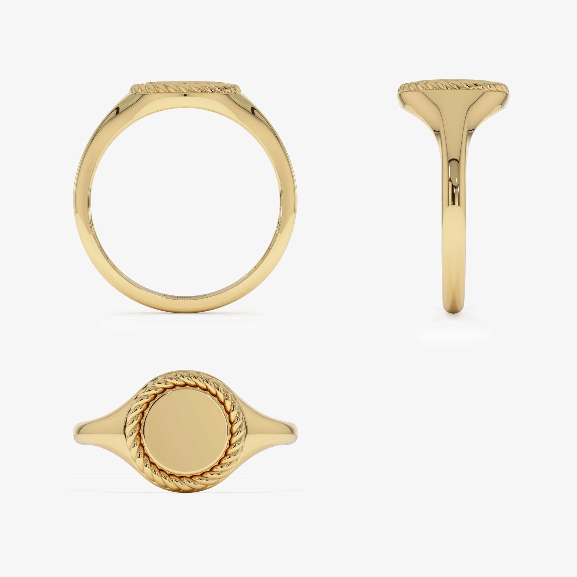OBFJ0516 - 14K Rope Border Oval Signet Ring 10