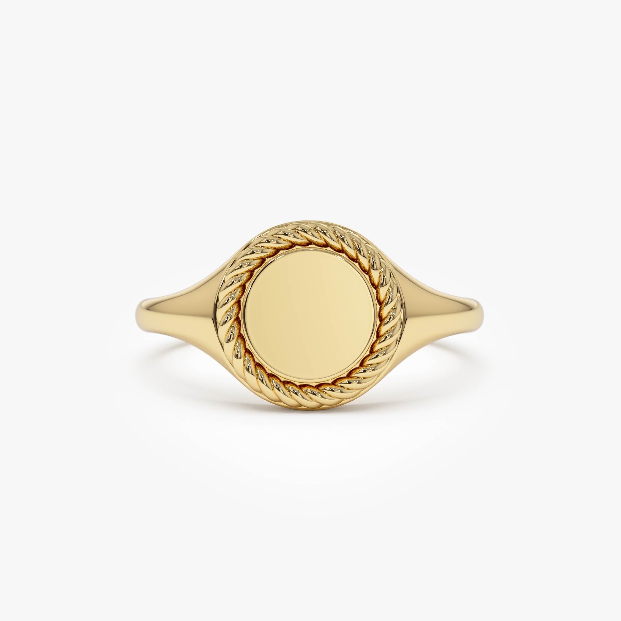 OBFJ0516 - 14K Rope Border Oval Signet Ring 1