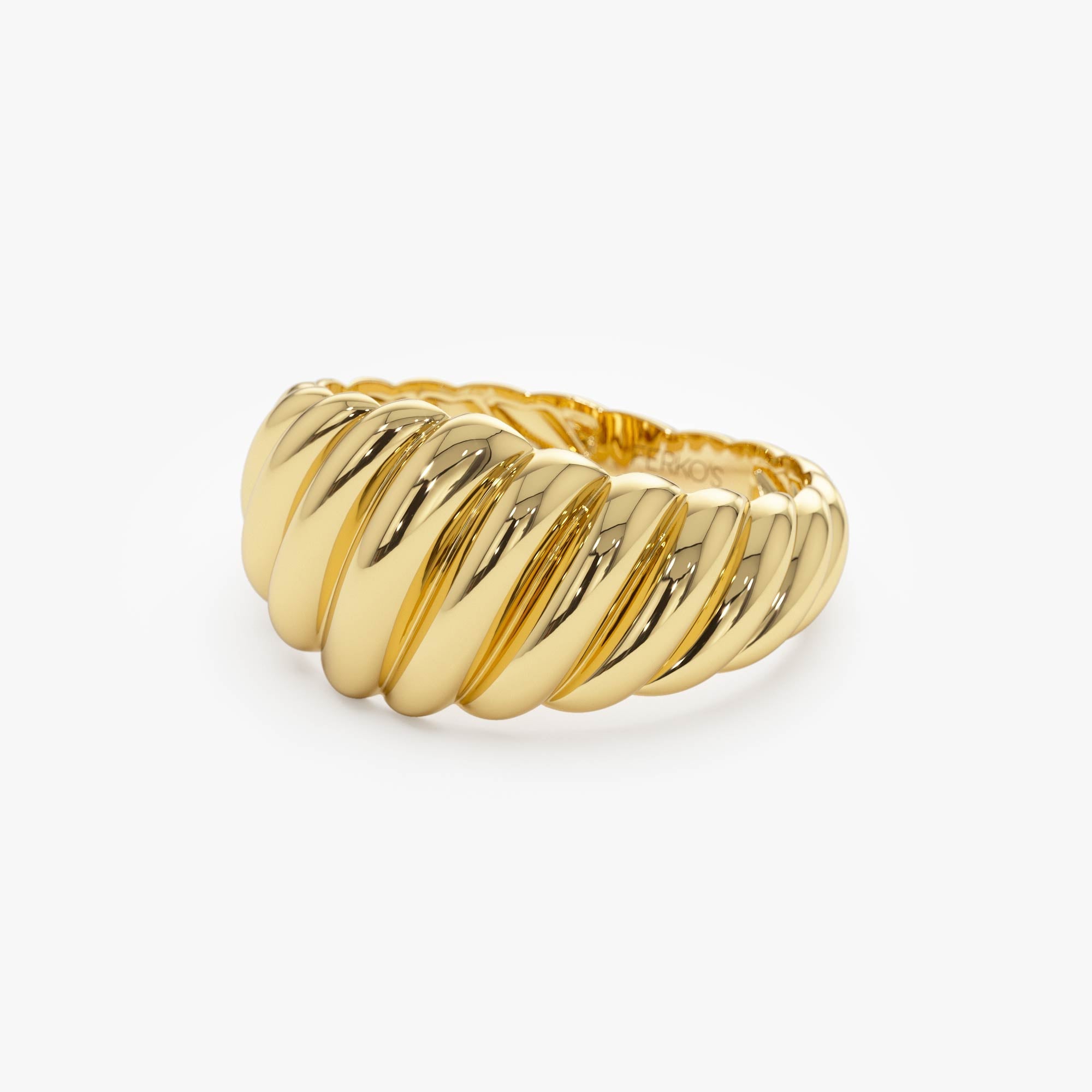 OBFJ0424 - 14k Gold Swirl Dome Bold Statement Ring 10