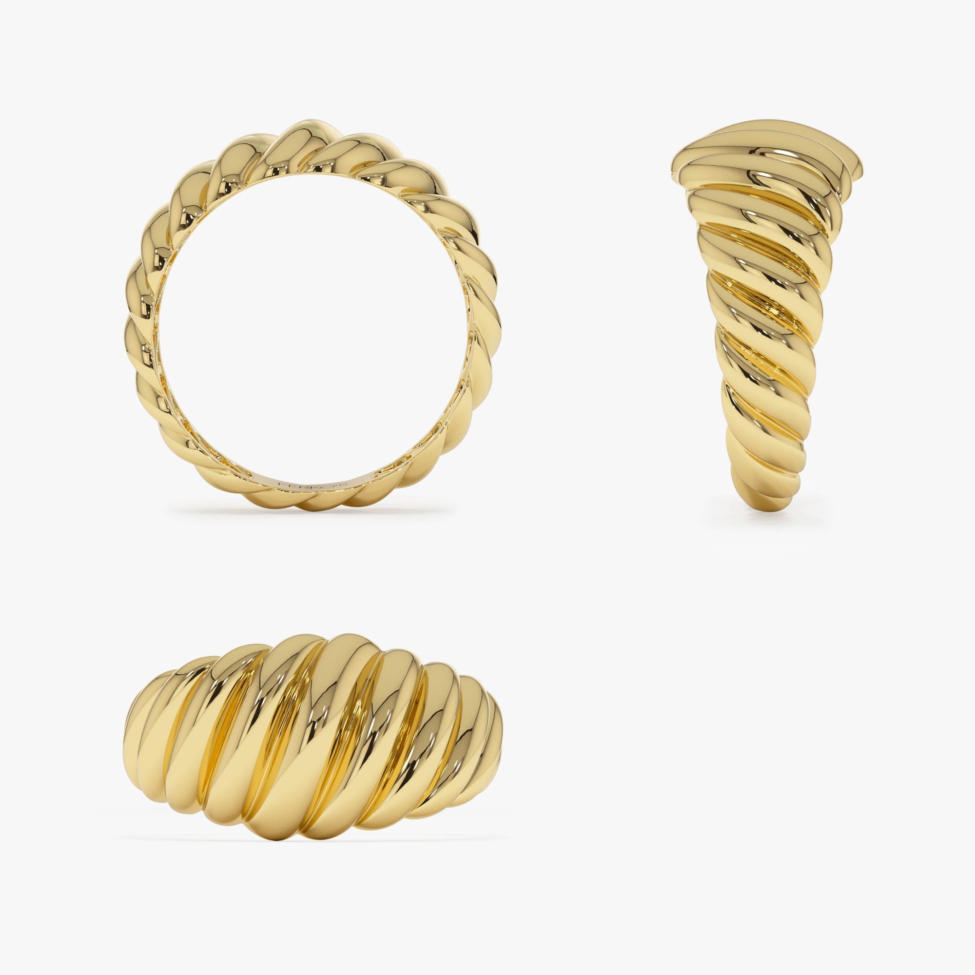 OBFJ0424 - 14k Gold Swirl Dome Bold Statement Ring 11