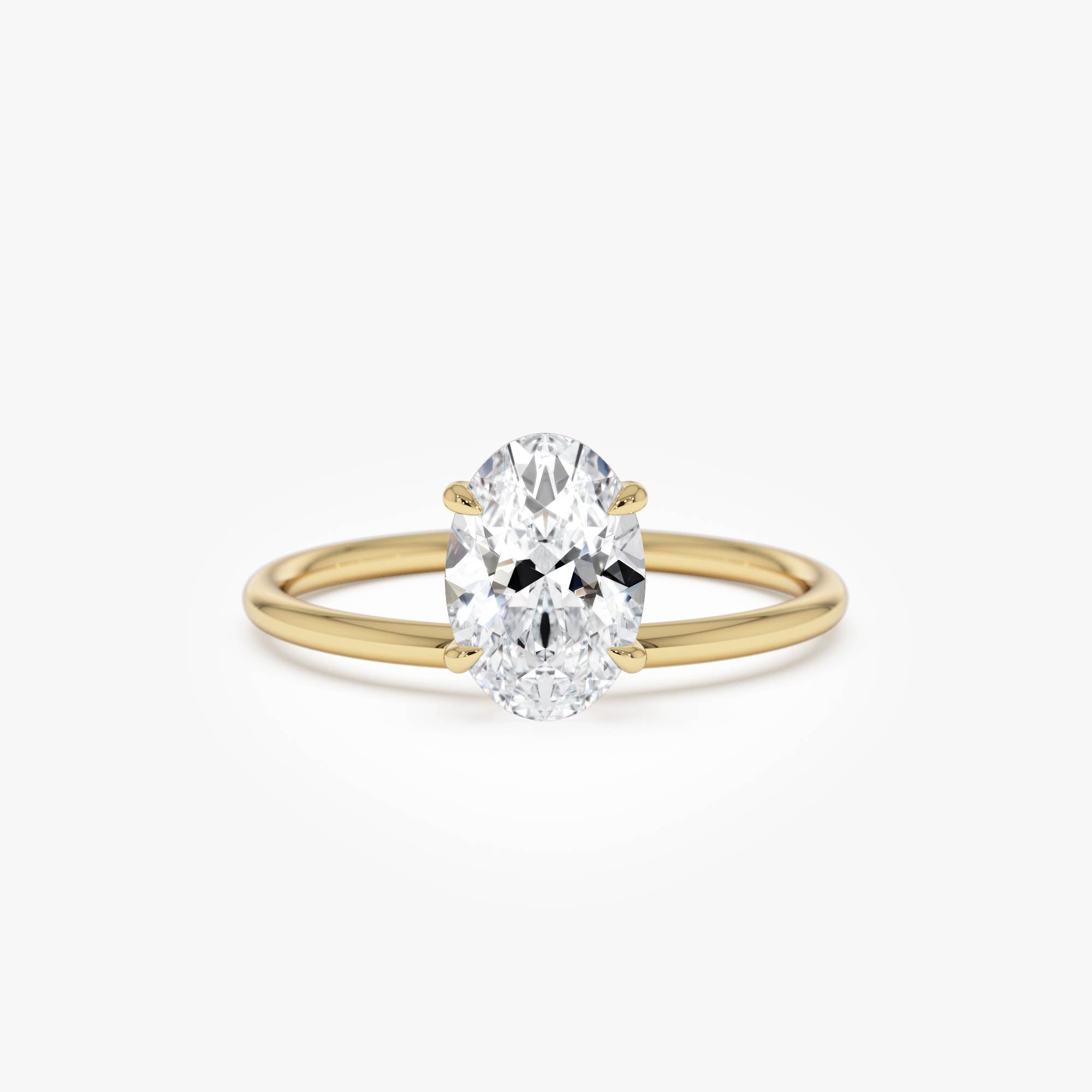 OBFJ0613 - 1.00 Ctw 14k Oval Shaped Lab Grown Diamond Elevated Basket Solitaire Ring – Irena 1