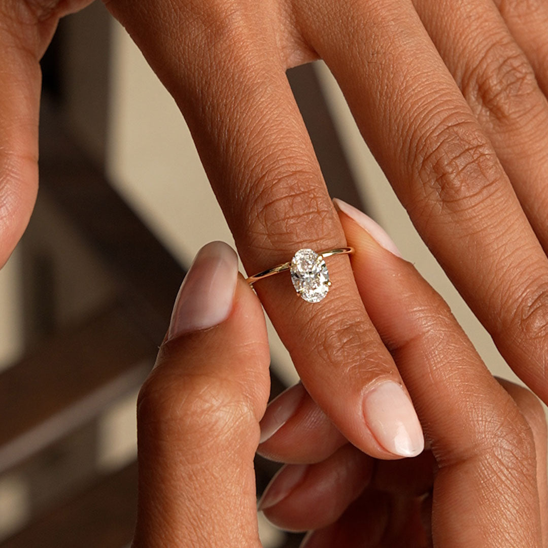 OBFJ0613 - 1.00 Ctw 14k Oval Shaped Lab Grown Diamond Elevated Basket Solitaire Ring – Irena 5
