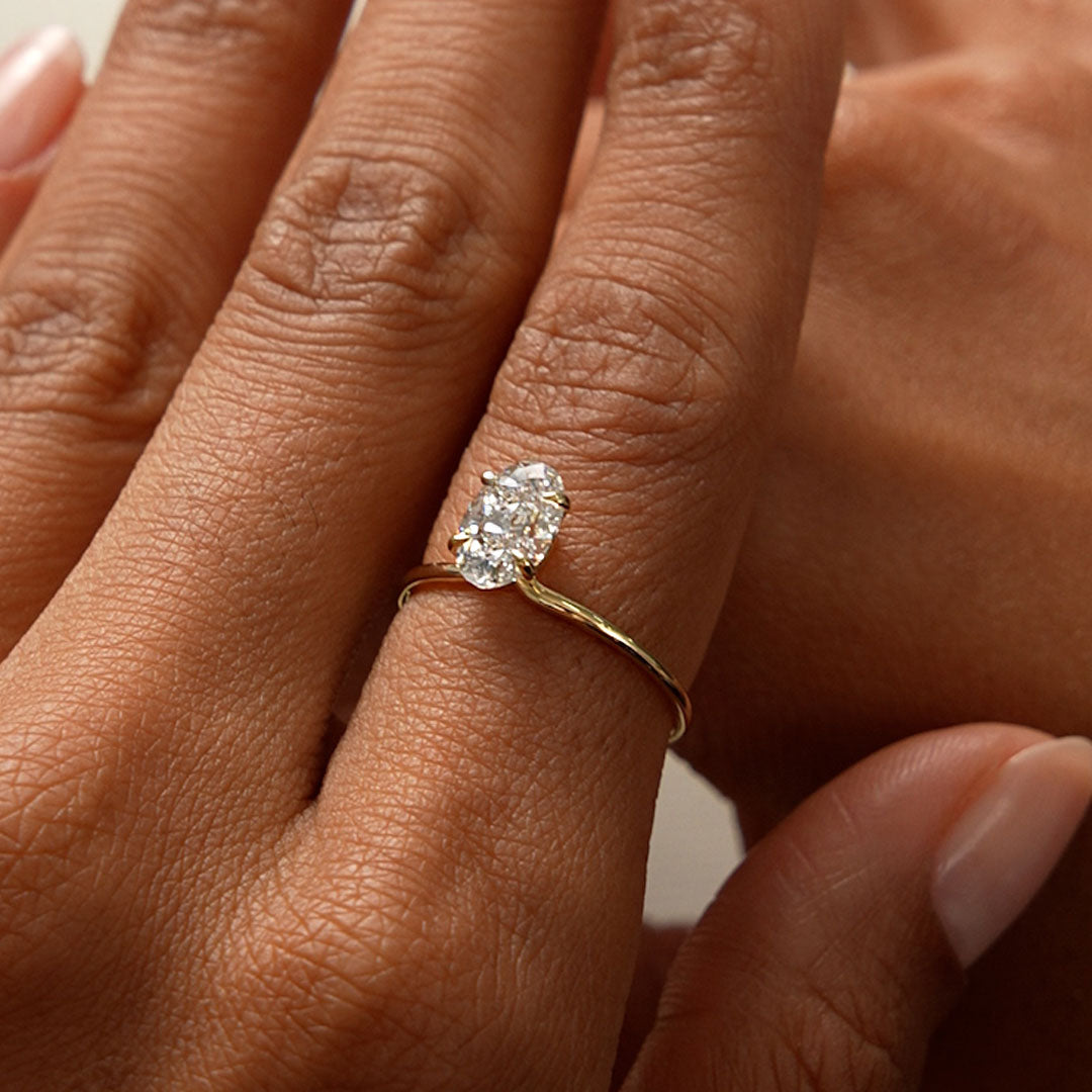 OBFJ0613 - 1.00 Ctw 14k Oval Shaped Lab Grown Diamond Elevated Basket Solitaire Ring – Irena 3