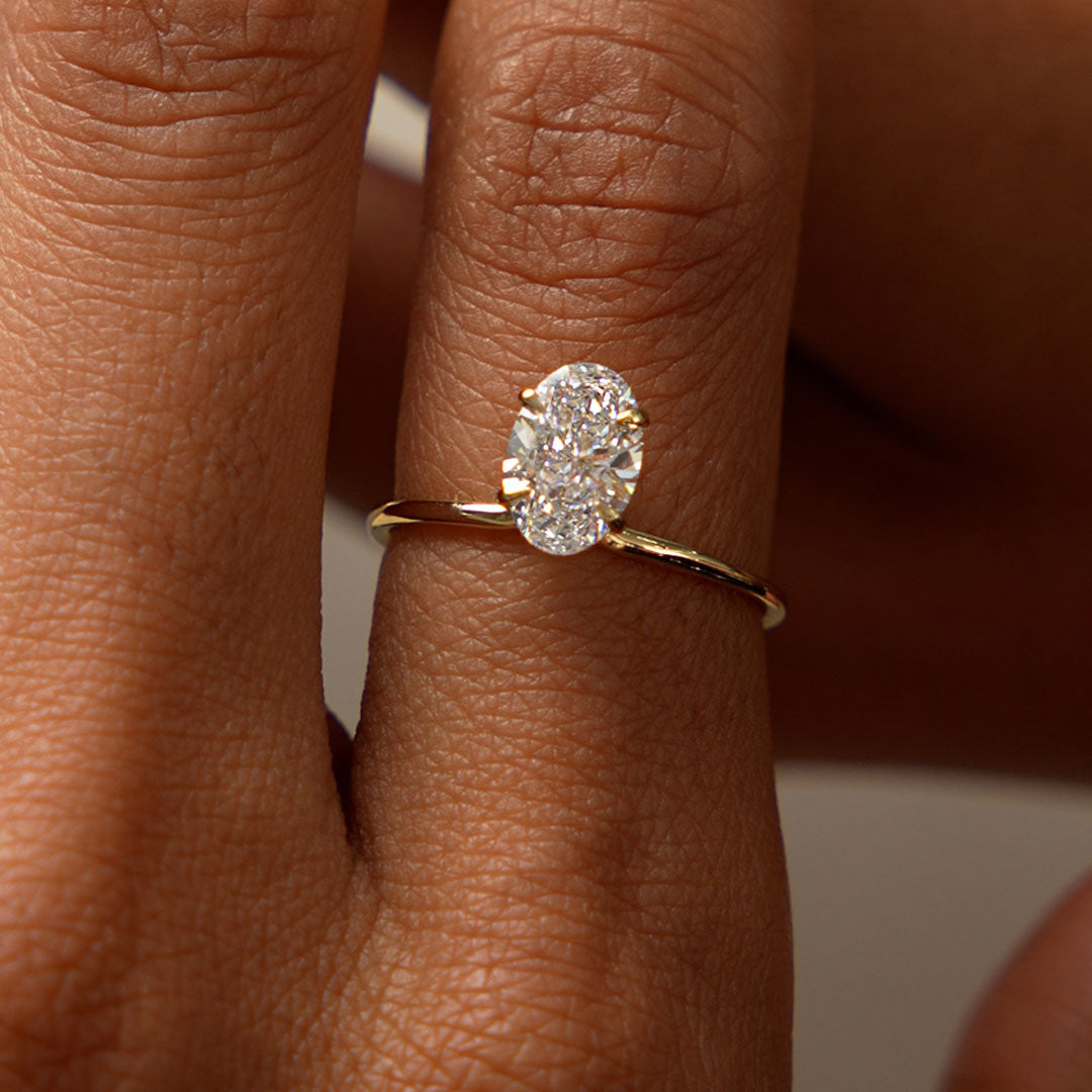 OBFJ0613 - 1.00 Ctw 14k Oval Shaped Lab Grown Diamond Elevated Basket Solitaire Ring – Irena 2
