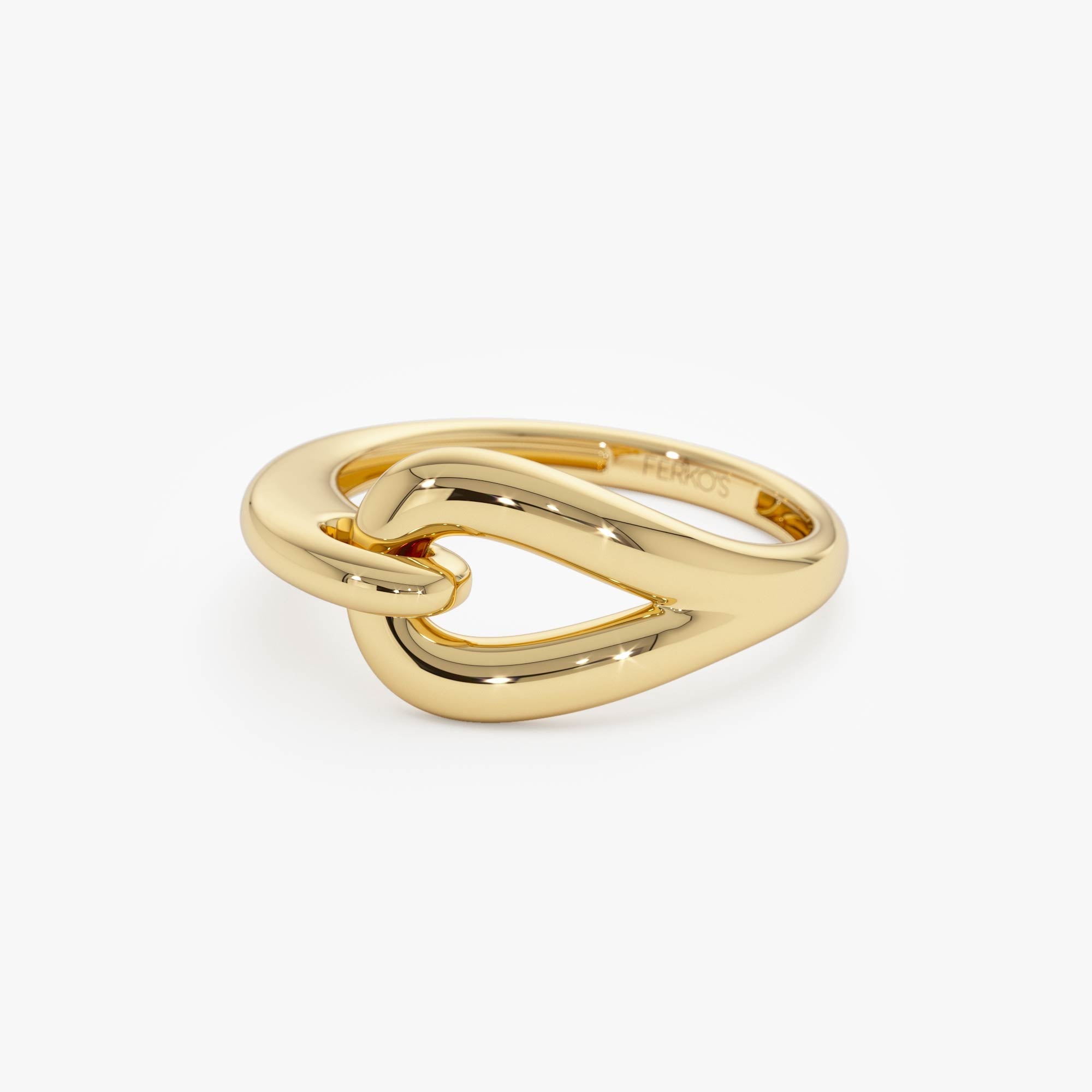 OBFJ0530 - 14k Gold Modern Knot Ring 8