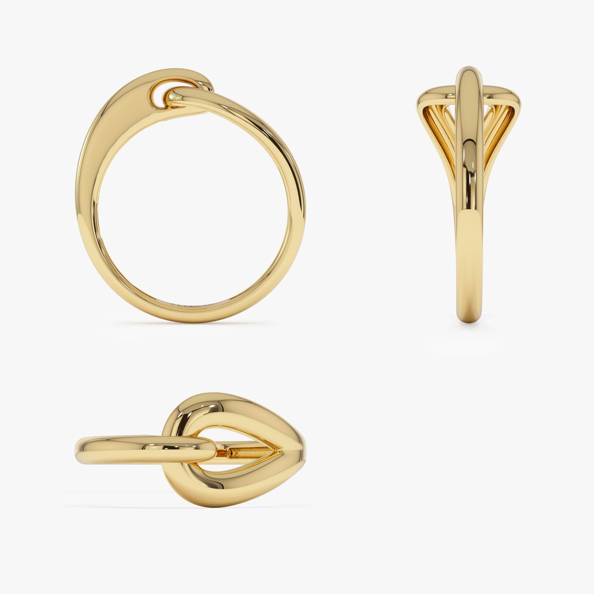 OBFJ0530 - 14k Gold Modern Knot Ring 9