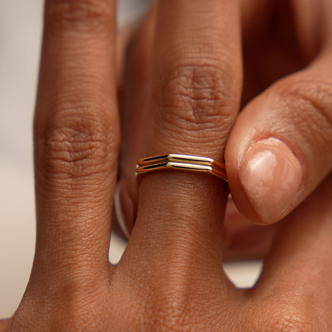 OBFJ0512 - 14K Octagon Double Band Ring 3