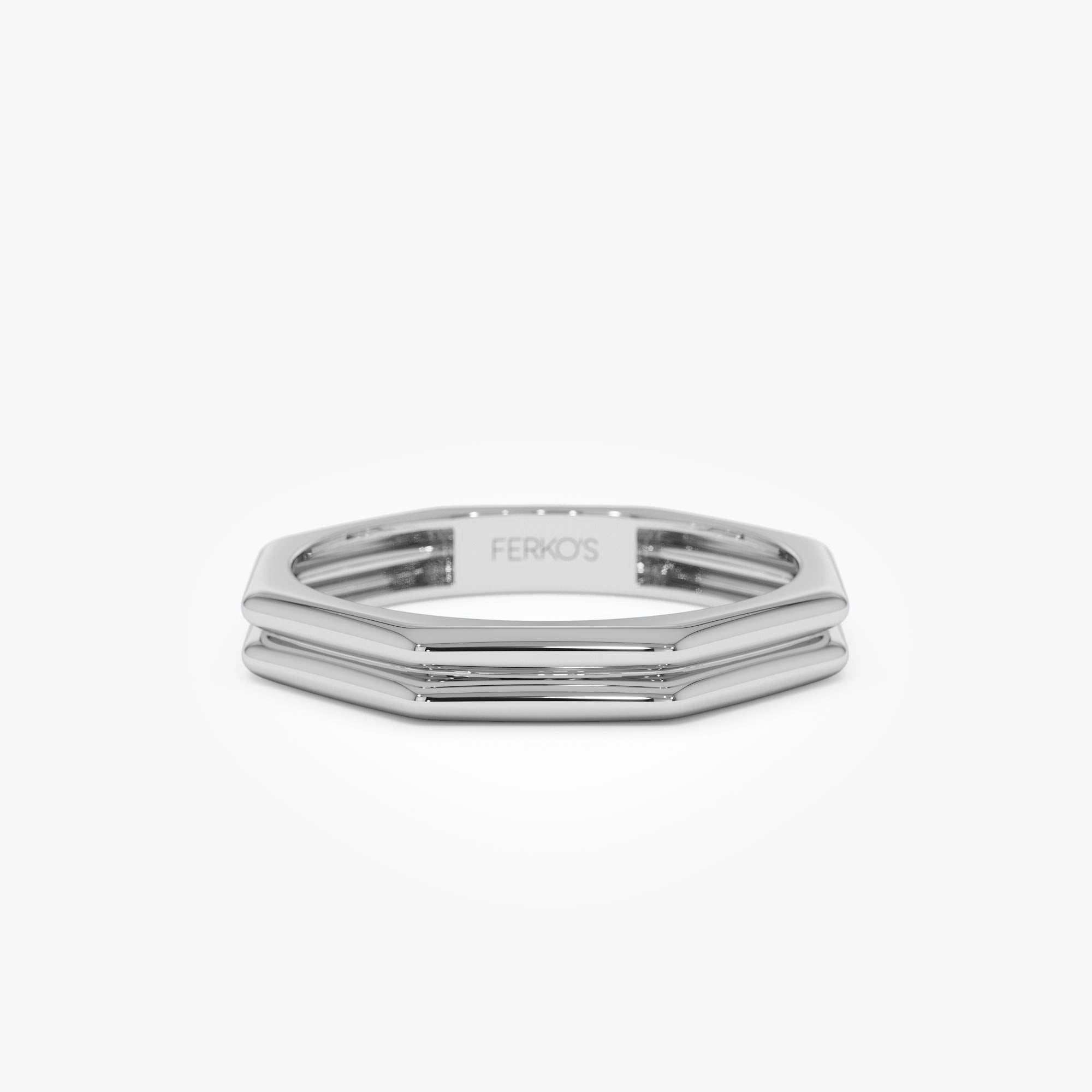 OBFJ0512 - 14K Octagon Double Band Ring 9