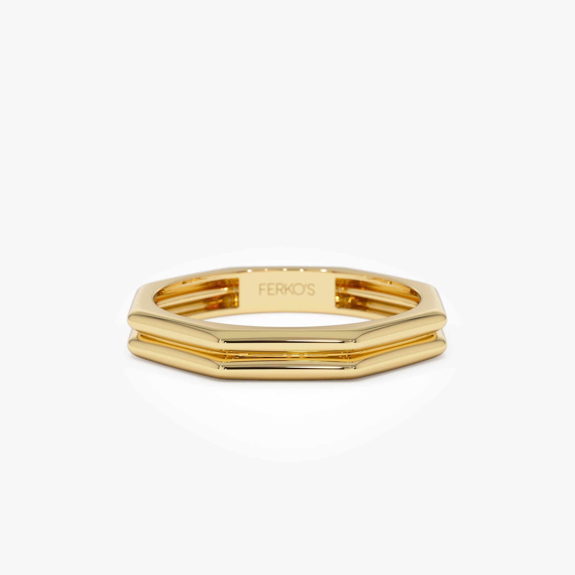 OBFJ0512 - 14K Octagon Double Band Ring 1