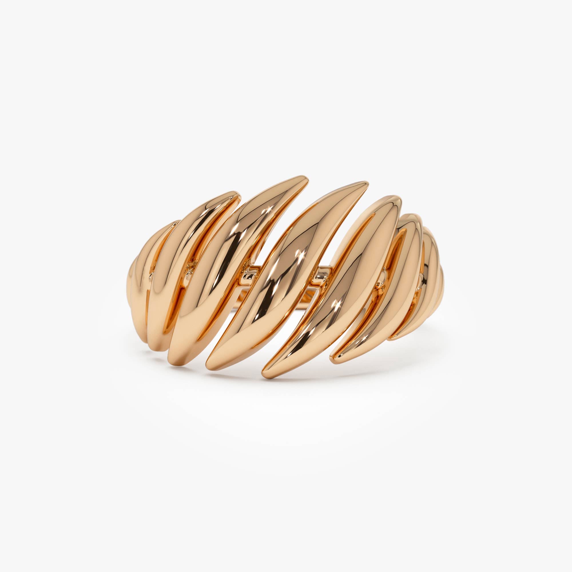 OBFJ0431 - 14k Gold Chunky Wave Dome Cocktail Ring 6