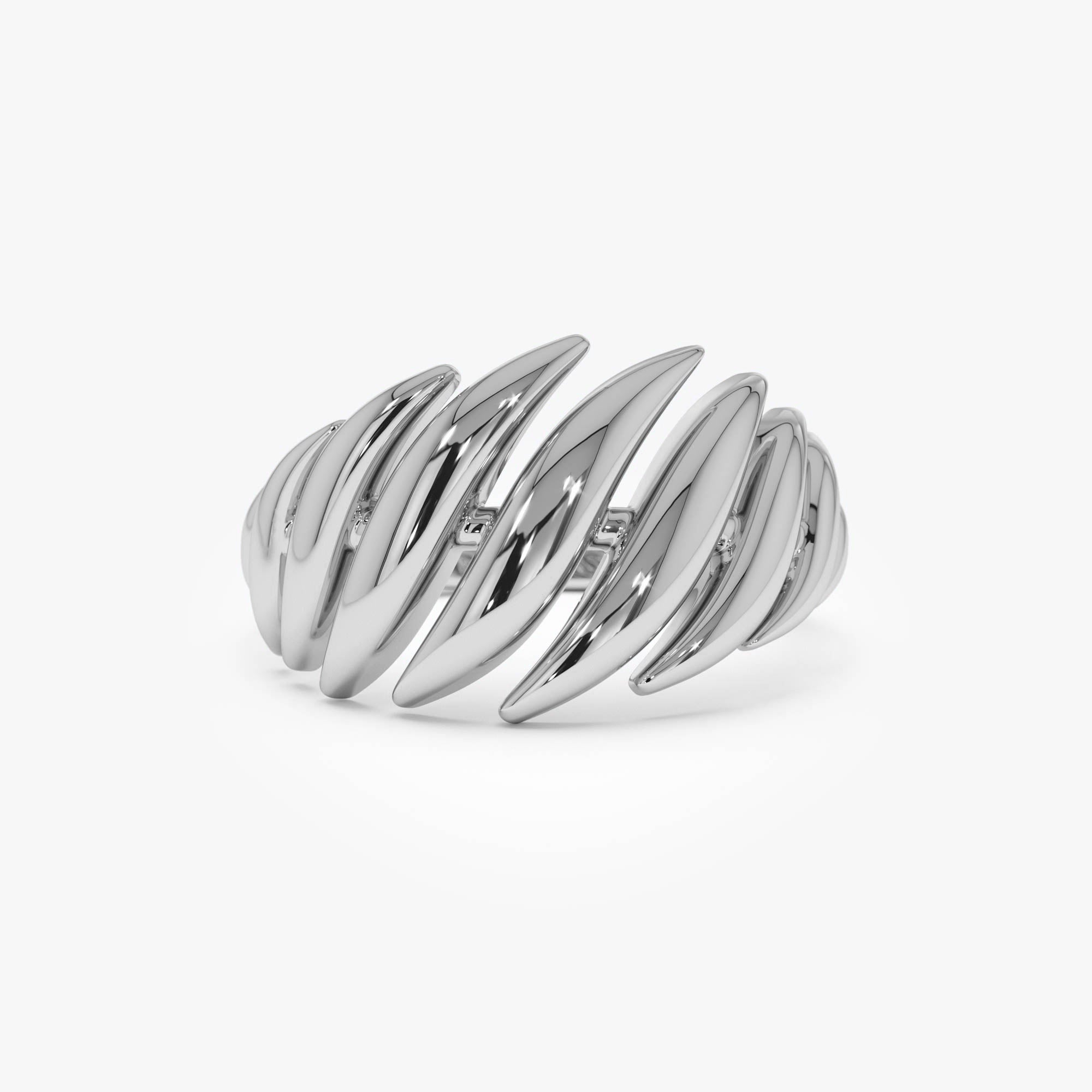 OBFJ0431 - 14k Gold Chunky Wave Dome Cocktail Ring 7