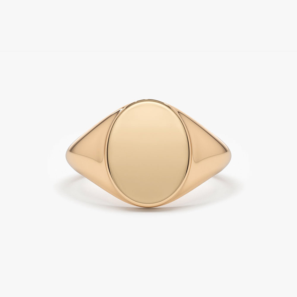 OBFJ1614 - 14K Gold Engravable Oval Signet Ring 4