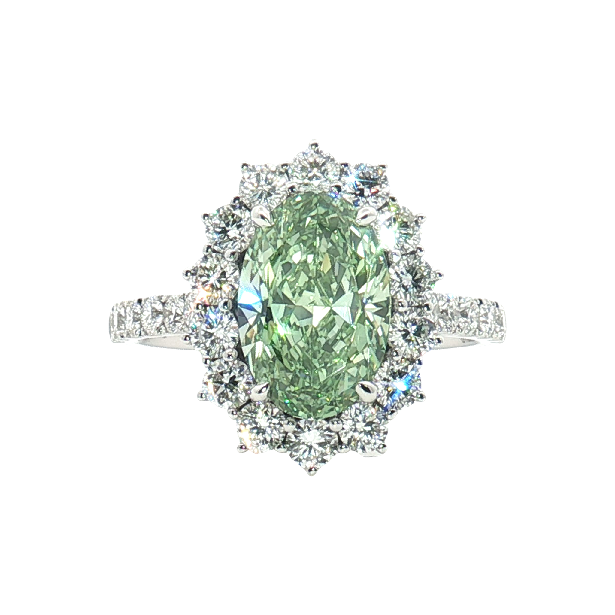 LGV1043 - Solo montatura di anello di fidanzamento con taglio ovale halo e fascia pavé
