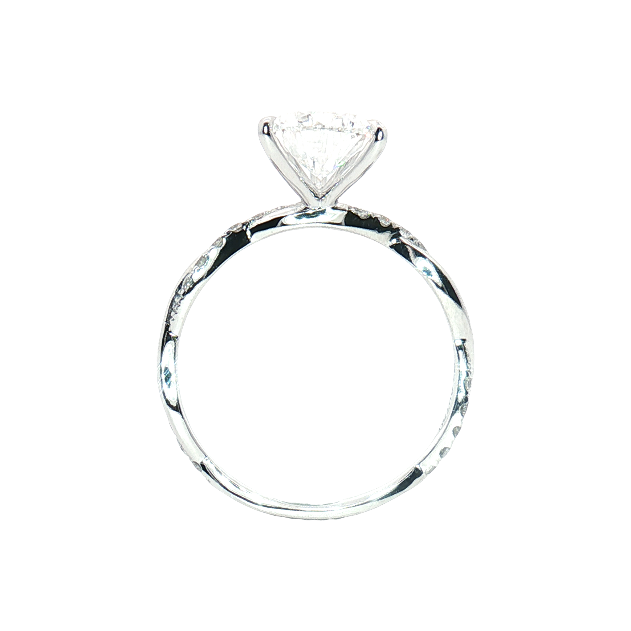 LGR058L - 【戒托のみ】ねじれ側石 実験室培育ダイヤモンド 婚約指輪