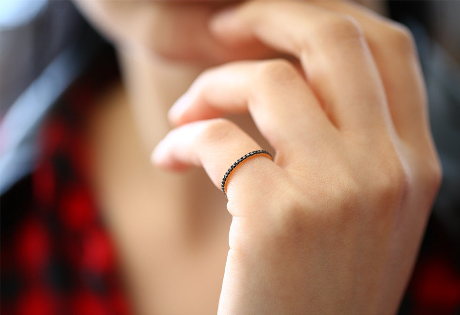 OBFJ1587 - 14K Gold Black Diamond Eternity Band 7