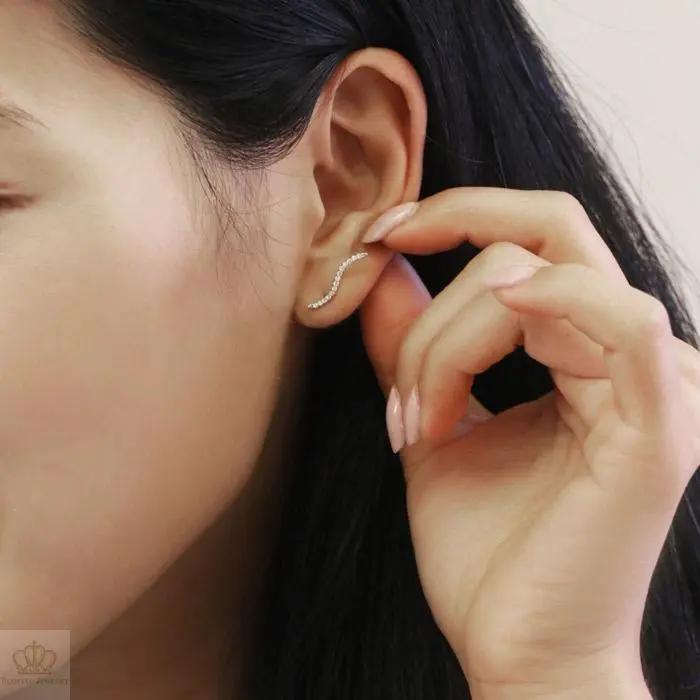 Accented Wavy Climber Earrings - SE021 Roselle Jewelry