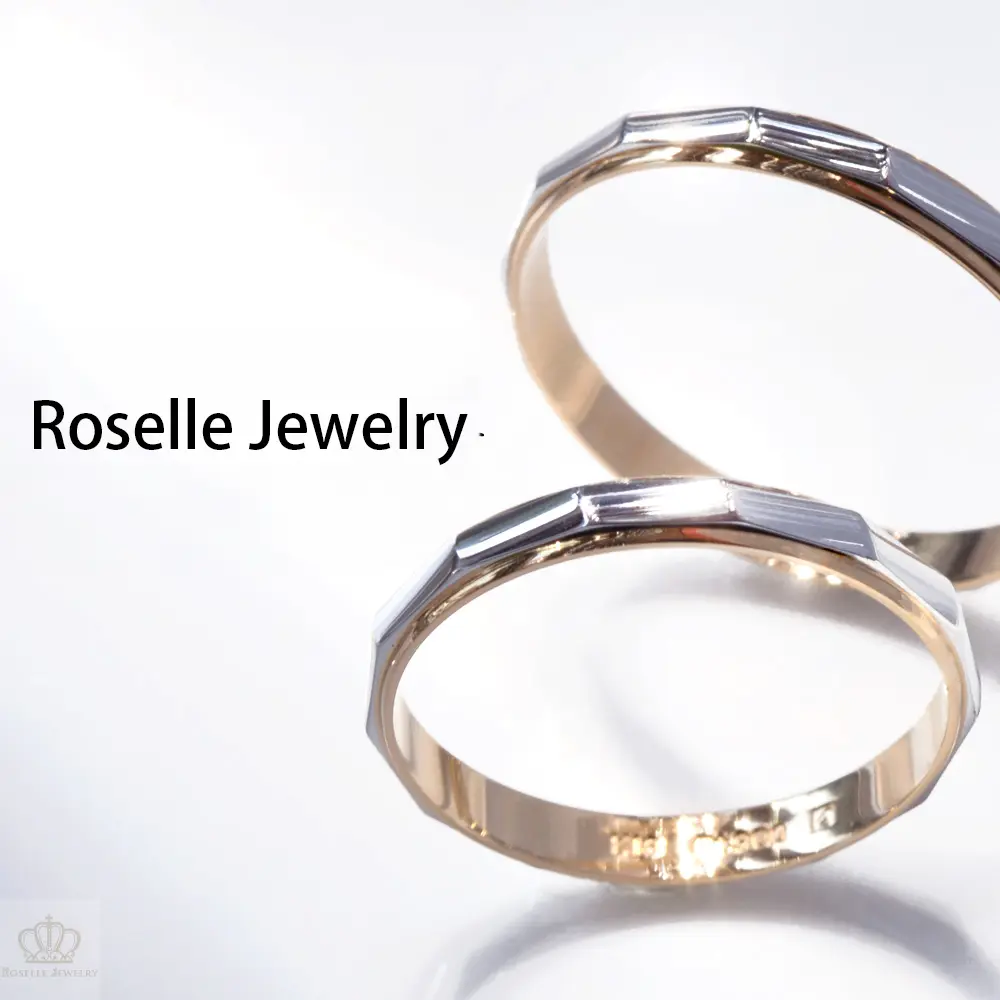 Two Tone Gold Unique Couple Wedding Ring Set - WM26 CHARLISA™