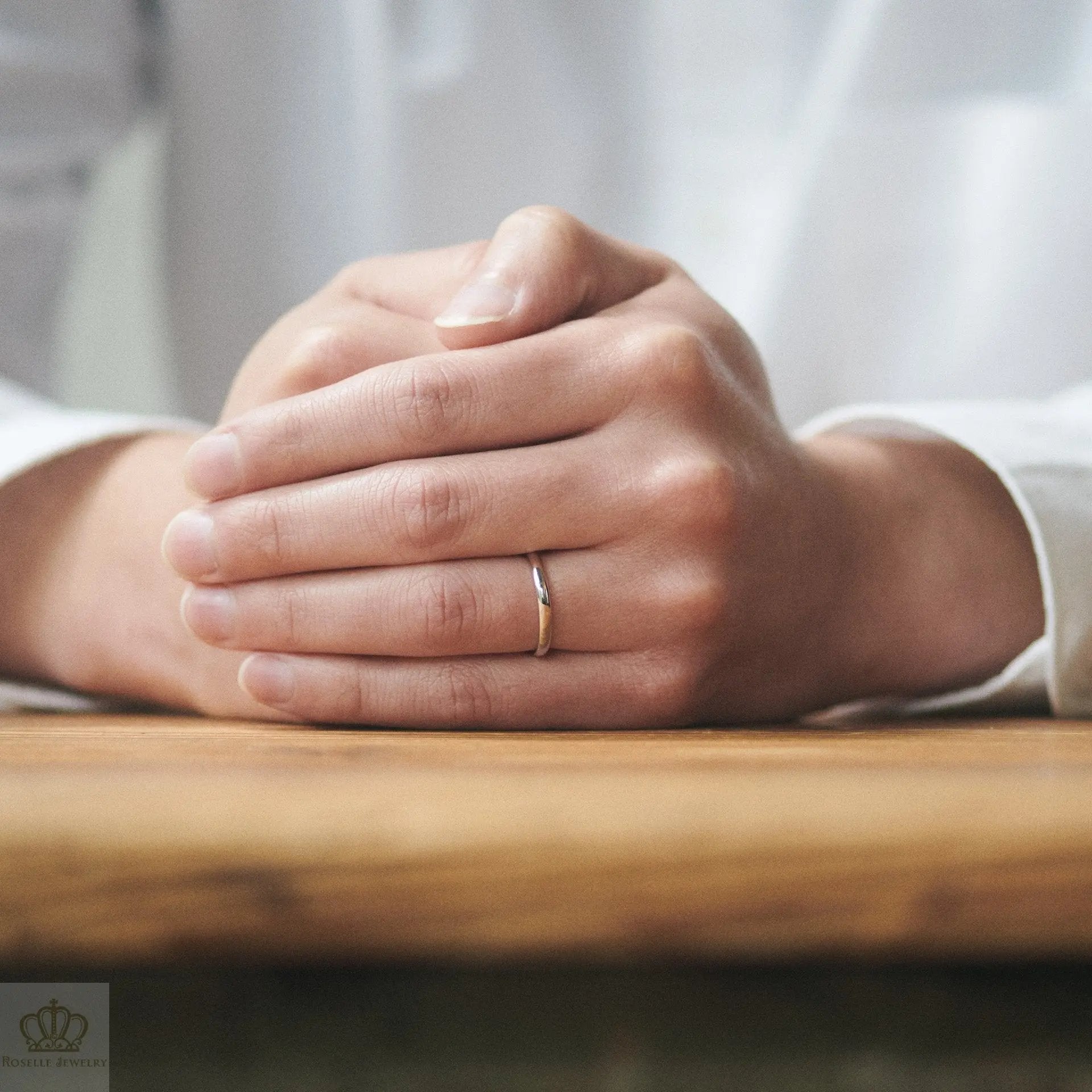 Japanese Style Couple Diamond Wedding Ring Set - WM13 - Roselle Jewelry