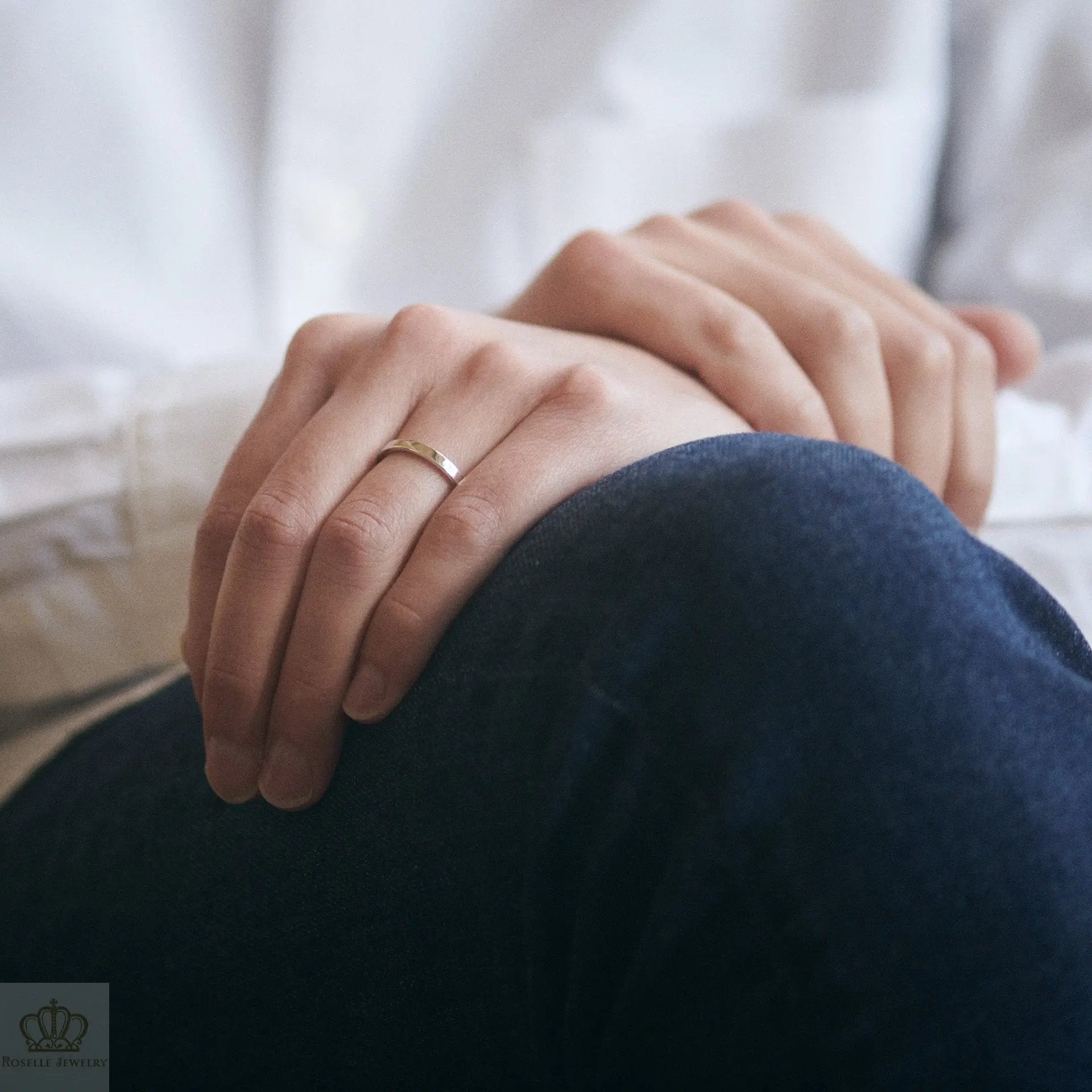 Japanese Style Eternity Couple Diamond Wedding Ring Set - WM18 - Roselle Jewelry