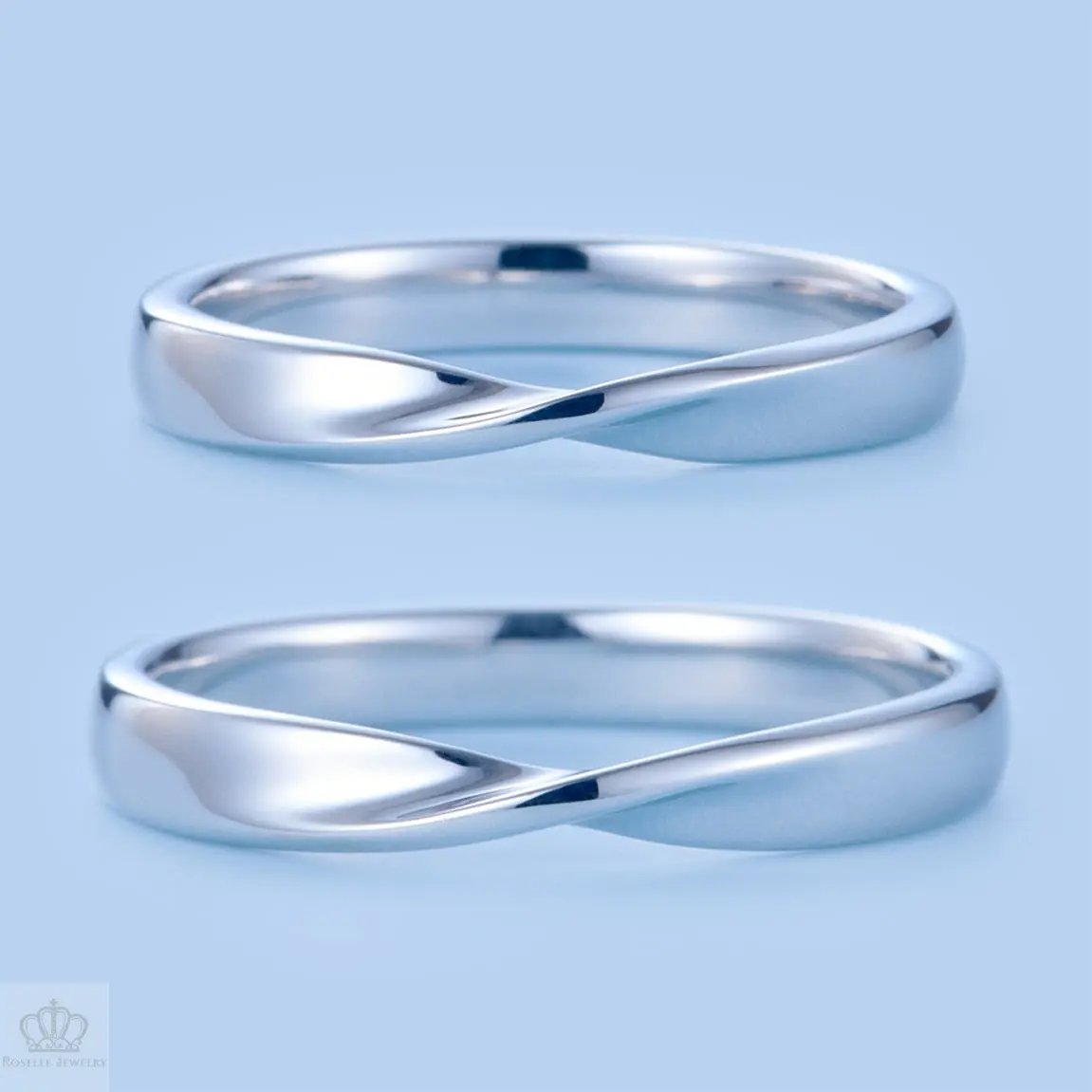 Japanese Style Unique Couple Diamond Wedding Ring Set - WM14 - Roselle Jewelry